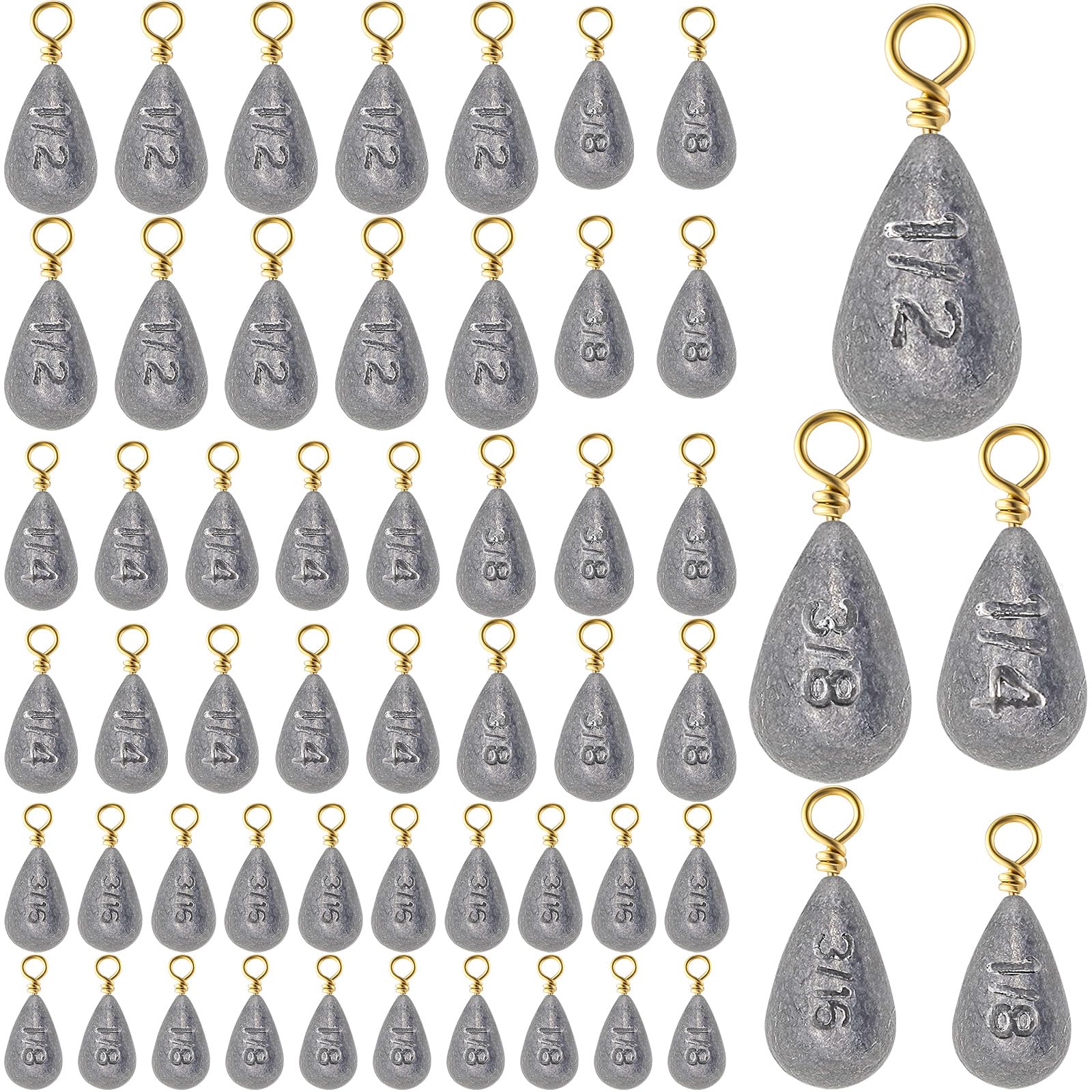 Relaxgiant Bass Casting Swivel Bell Sinkers Fishing Weights Drop Shaped Fishing Sinkers Catfish Weights for Ocean Saltwater Surf Bass Casting Gear