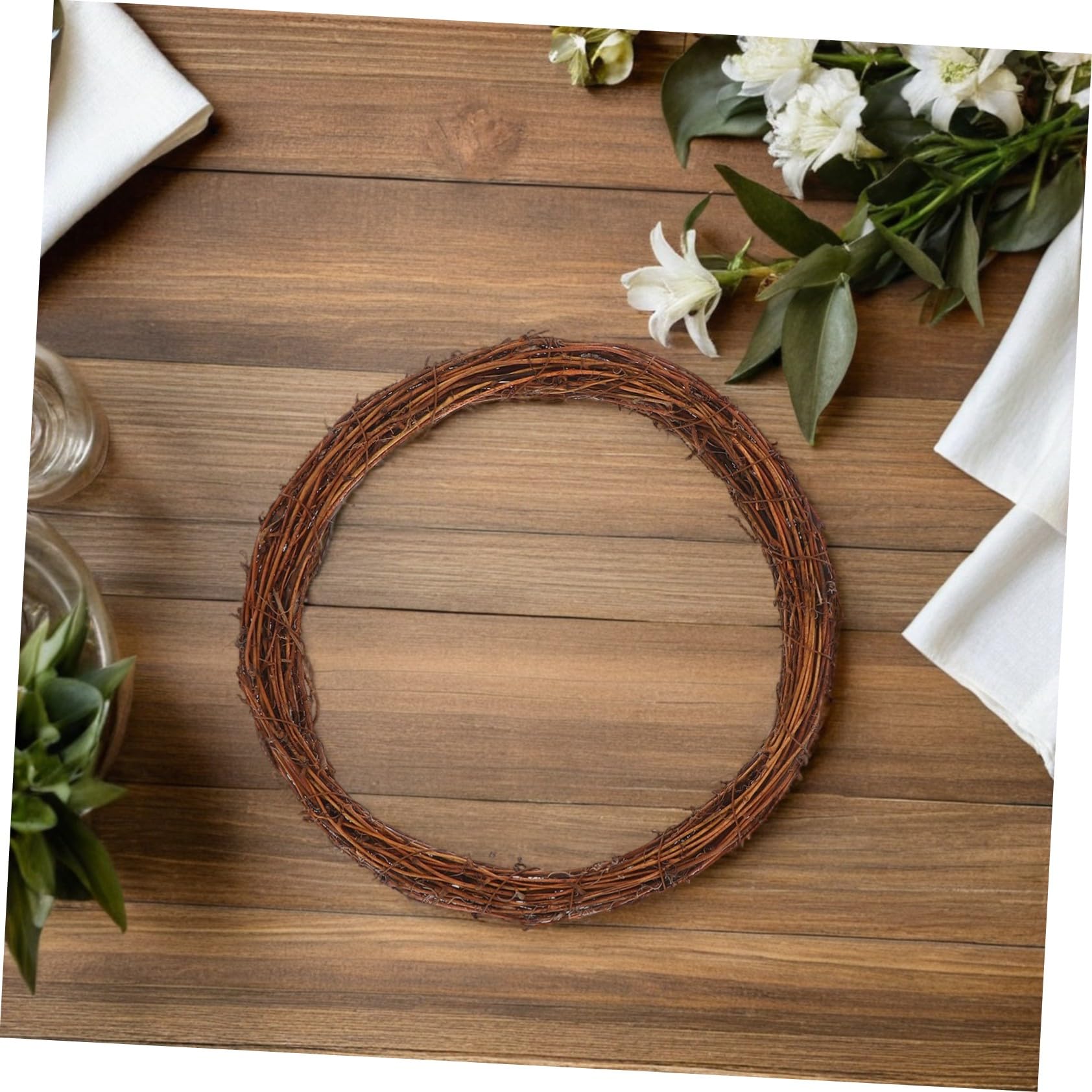 LIFKOME 8 Sztuk Pierścień Circle Rama w wieniec kwiatowych Brown