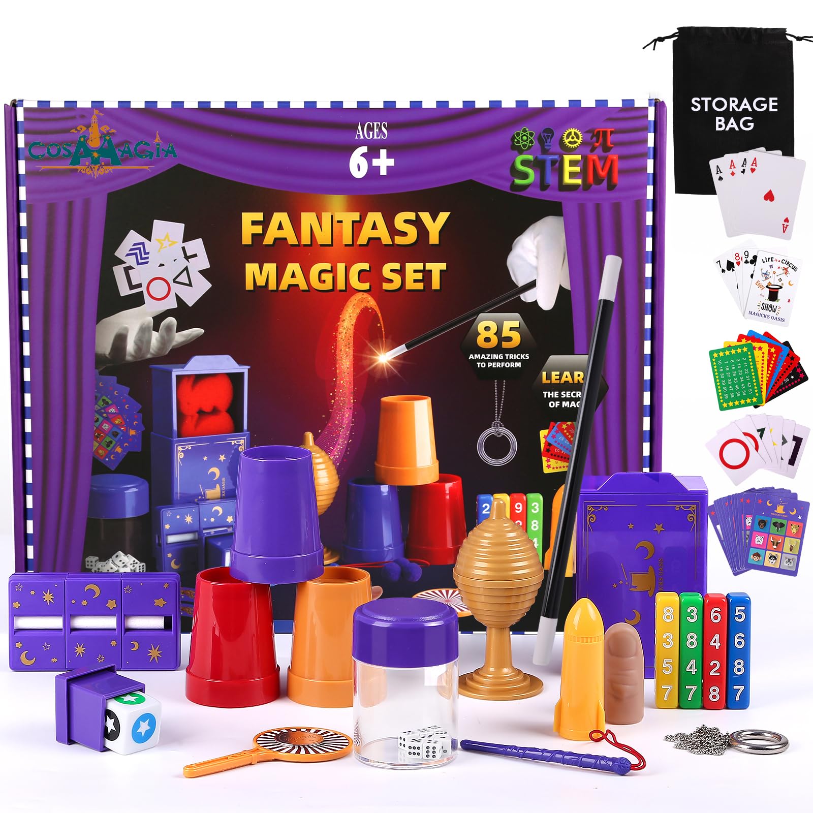 Magic Kit for Kids, Fantasy 85 Magic Tricks Set, Magic Set with Magic Wand for Party Gifts, Ideal Christmas Birthday Educational Magic Gadget Toys with Video Instructions