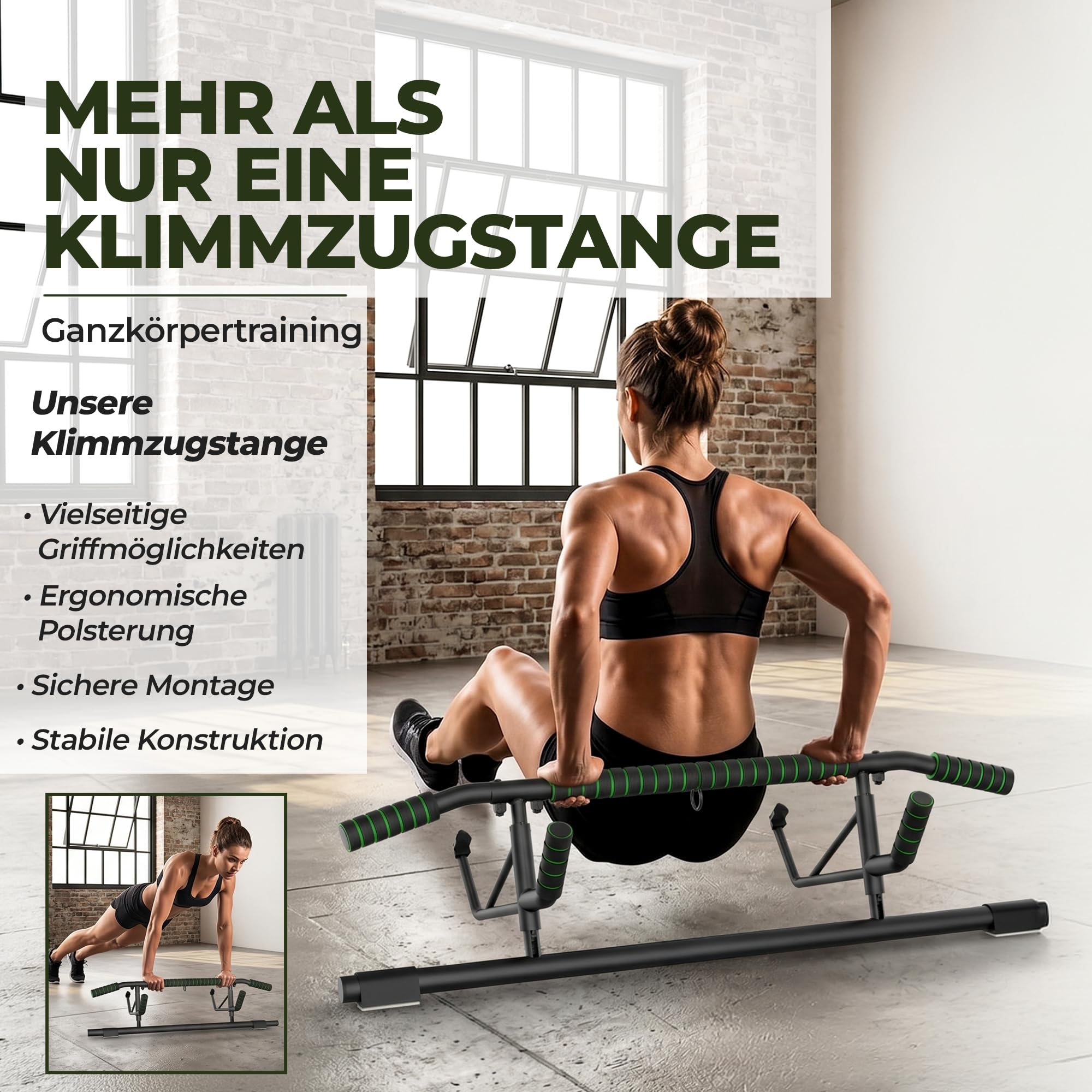 Mirbex® Klimmzugstange für Türrahmen mit Liegestützbrett Home Gym Set | Push Up Board & Pull Up Bar ohne Schrauben – Fitnessgeräte für Zuhause