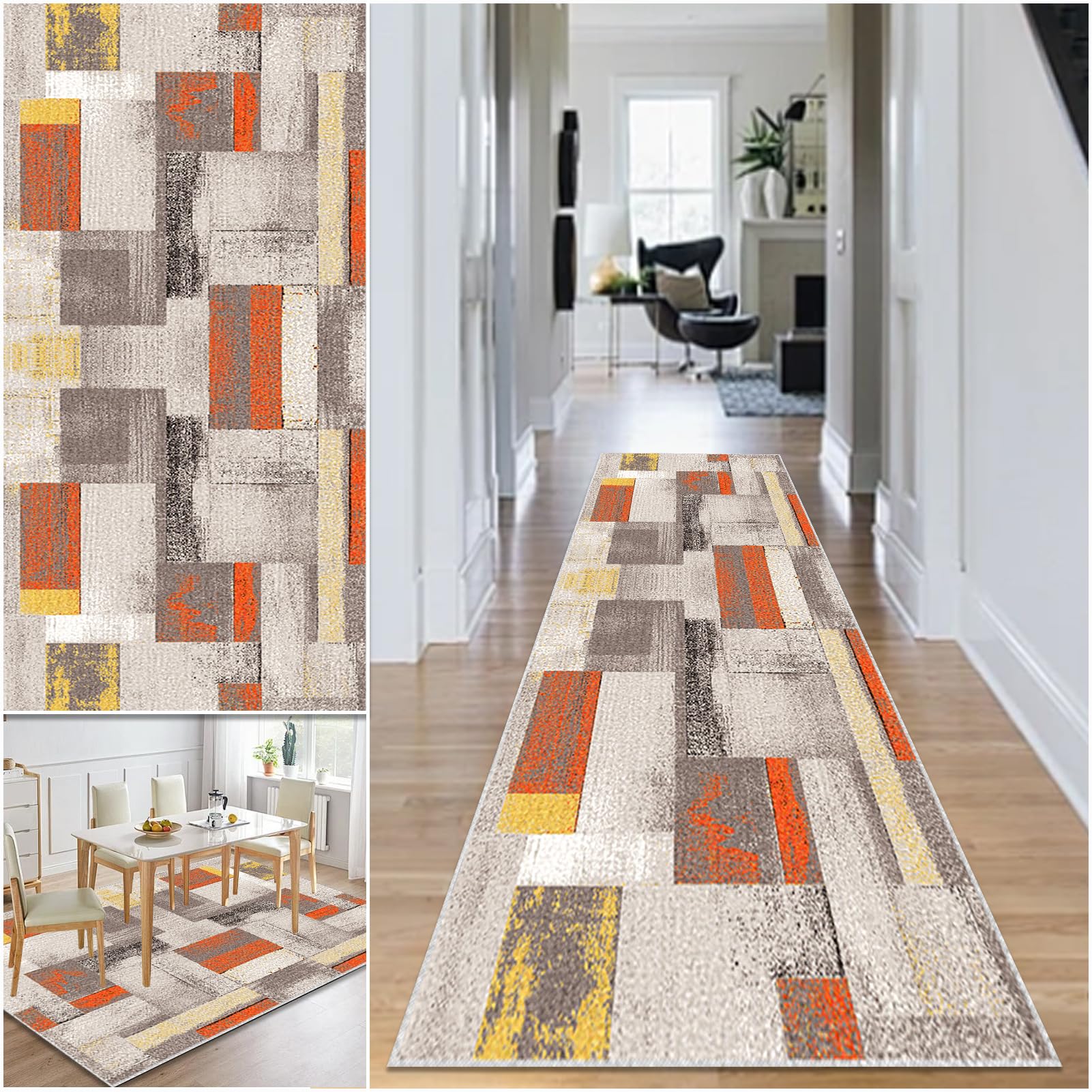 Hallway Runner Rug Non Slip Washable Kitchen Runner Rug 80 x 220 cm Area Rugs Hallway Hall Runners Narrow Rug Low Pile Carpet Runners with Anti-Slip Backing Floor Runner for Hallway Entryway Laundry โ image 1