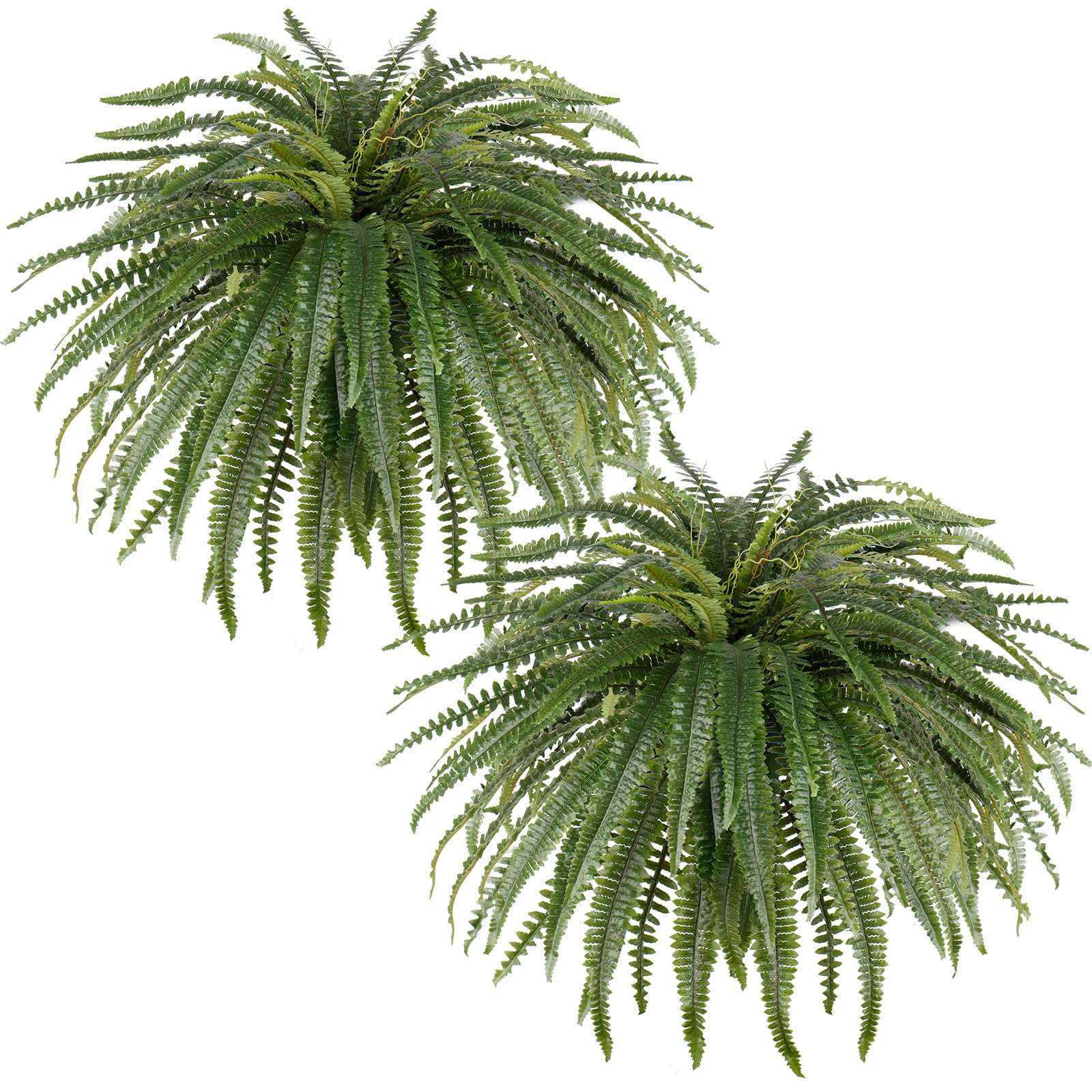 46" Artificial Fern Plants, Set of 2 Large Fake Ferns for Outdoors Indoor, Realistic Faux Boston Fern Bush with 71Fronds Each for Planter, Garden, Porch, Home Décor