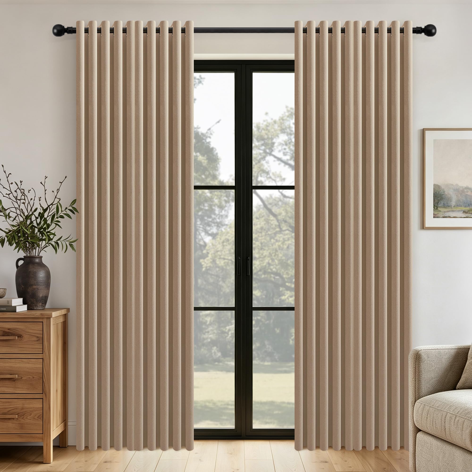 Best Baisite Blackout Curtains 84 Inch Drop Linen Eyelet Curtains 66"Wx84"L