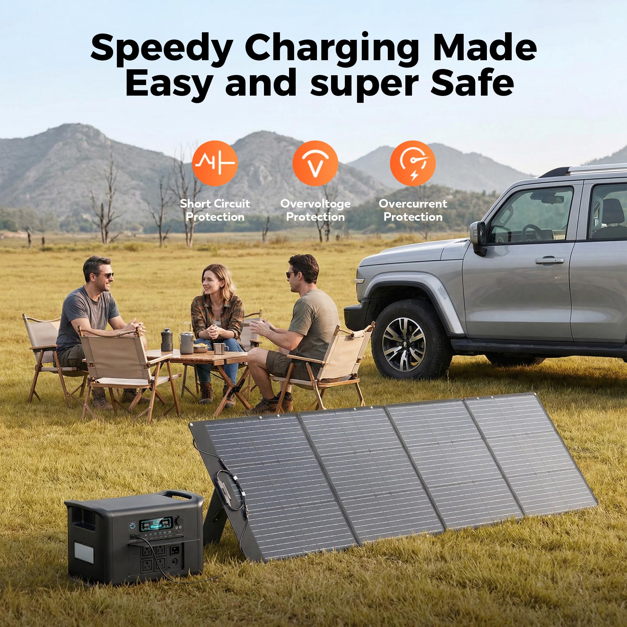 200W Tragbares Solarpanel, 20.5V Faltbares Solarpanel Kit mit 10 Anschlüssen, Solar Panel mit Ständern, IP65 Wasserdicht Solar Ladegerät für Camping Portable Power Station Laptops Wohnmobil