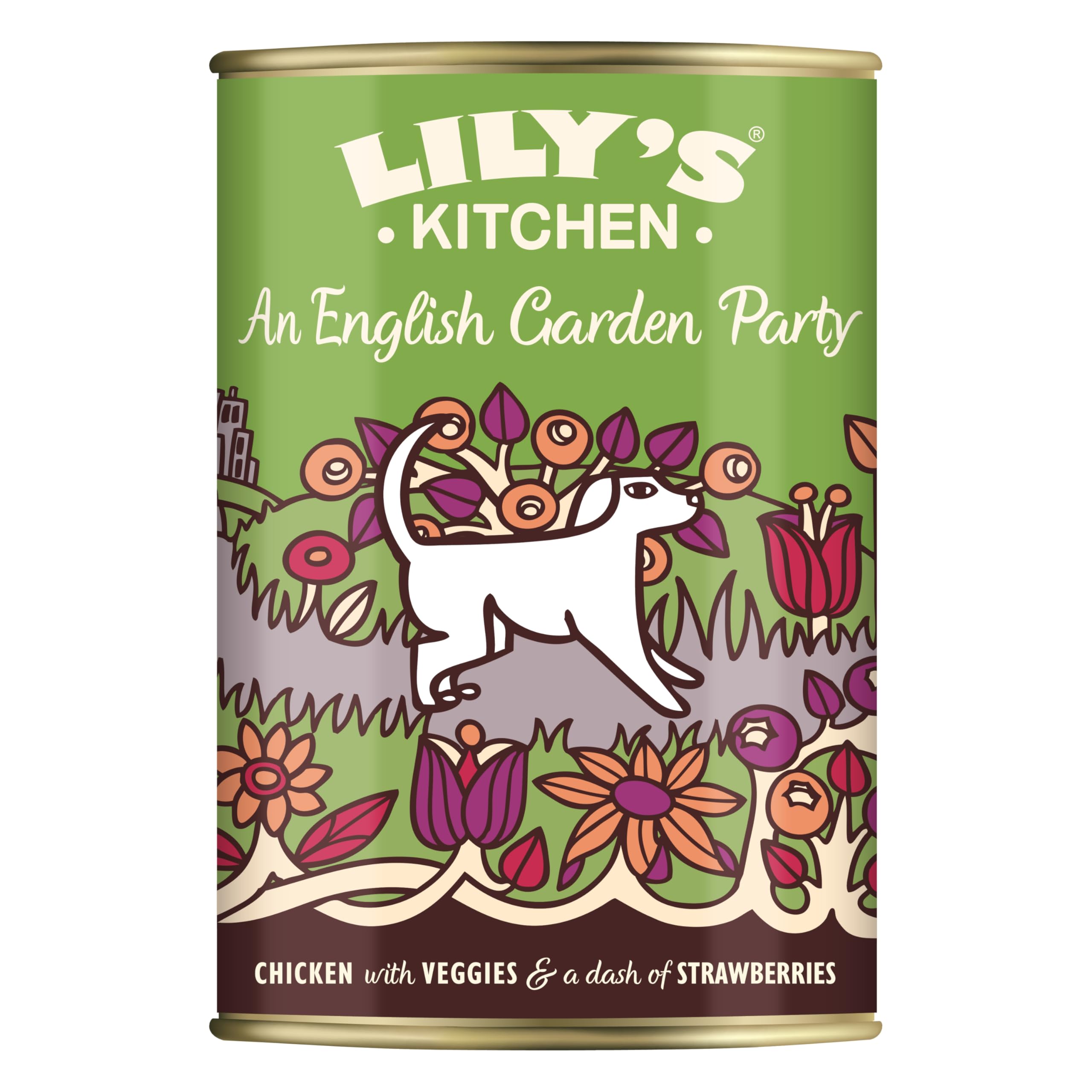 Lily's Kitchen Elaborado con Ingredientes Naturales Lata de alimento húmedo para Perros Adultos Pollo con Fresas 6 x 400g
