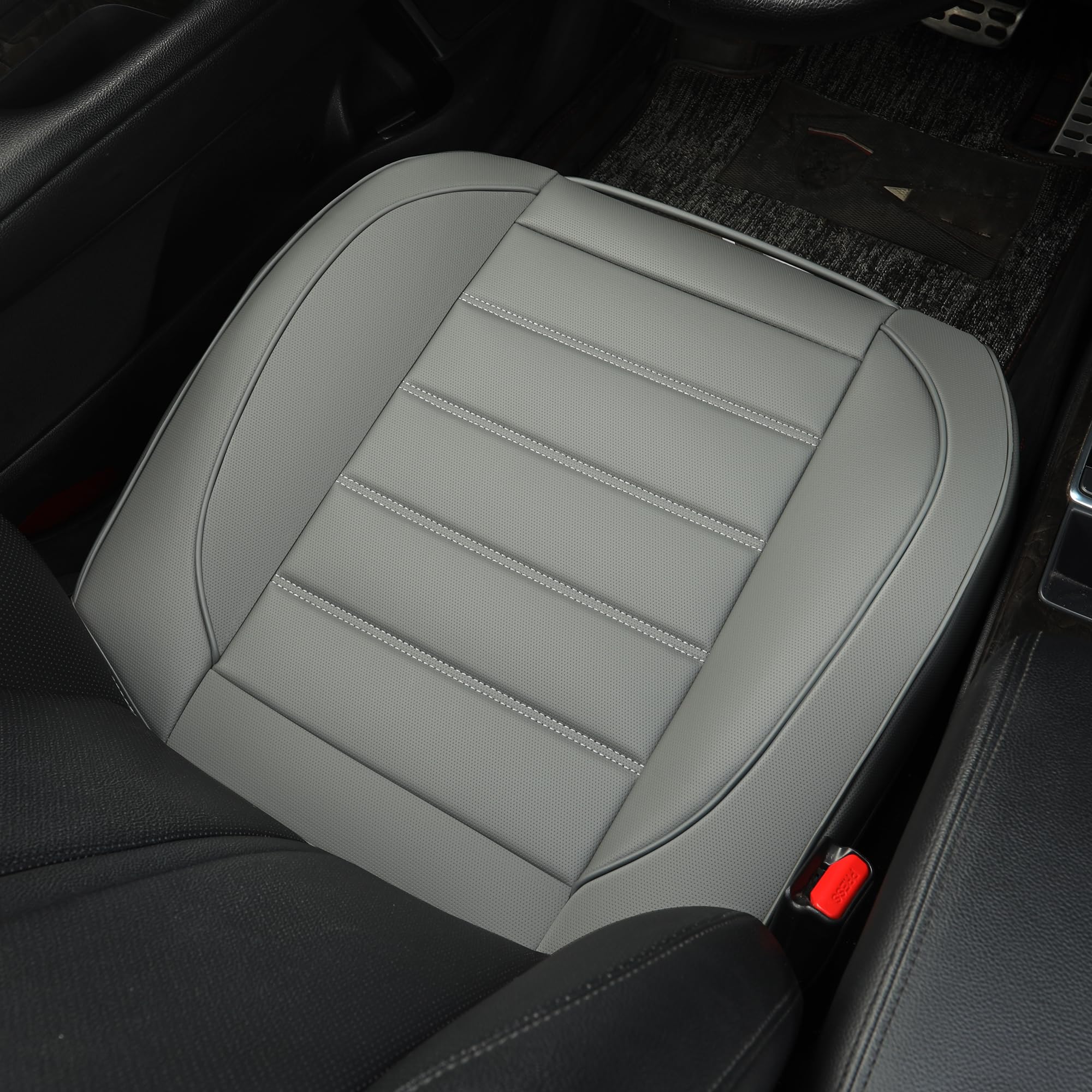 Vankerful Lederen autostoelhoezen, universele pasvorm voor de meeste auto's, SUV's, sedans en pick-up trucks, auto-voertuig kunstleer kussenhoezen (achterbankhoezen, zwart/wit