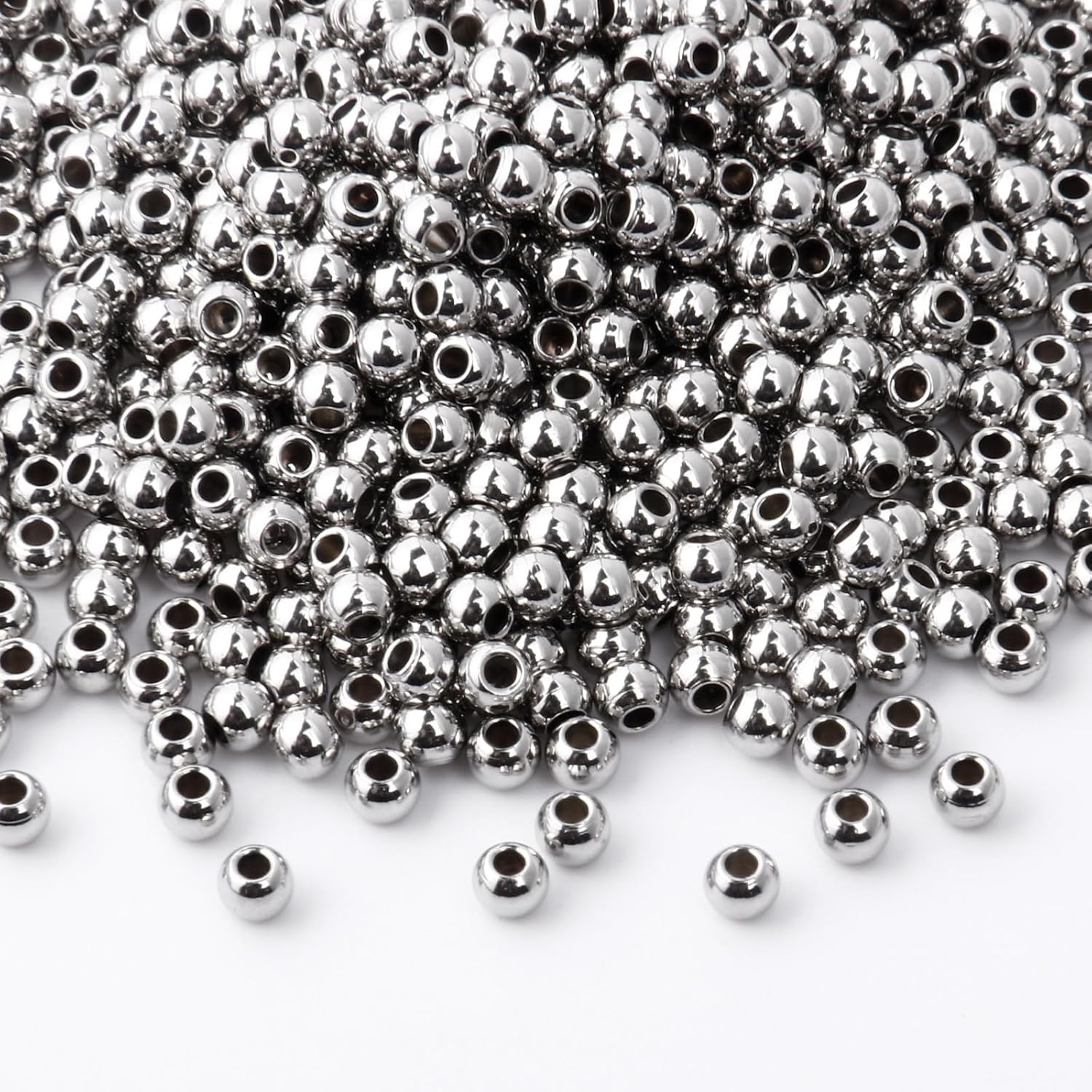 [8MM/150PCS] Stainless Steel Beads Bulk Round Metal Spacer Beads Bulk for DIY Jewelry Making Necklace Bracelet - Image 5