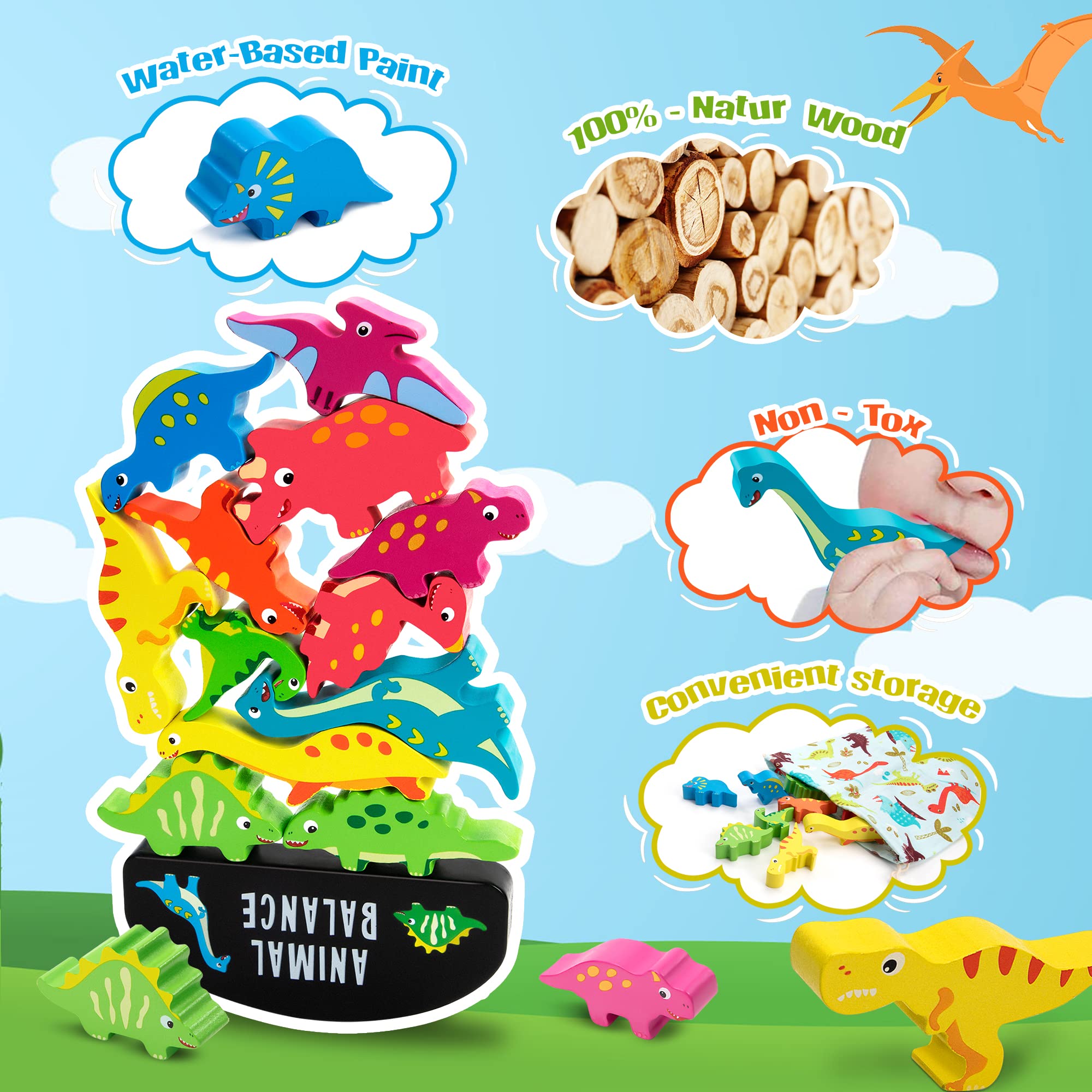 Jeu éducatif Dinosaure Montessori - Trieur De Formes Et Couleurs Pour Bébé 18 Mois+ - 12 Pointes à Insérer - Développement Motricité Fine - Plastique ABS Sans BPA