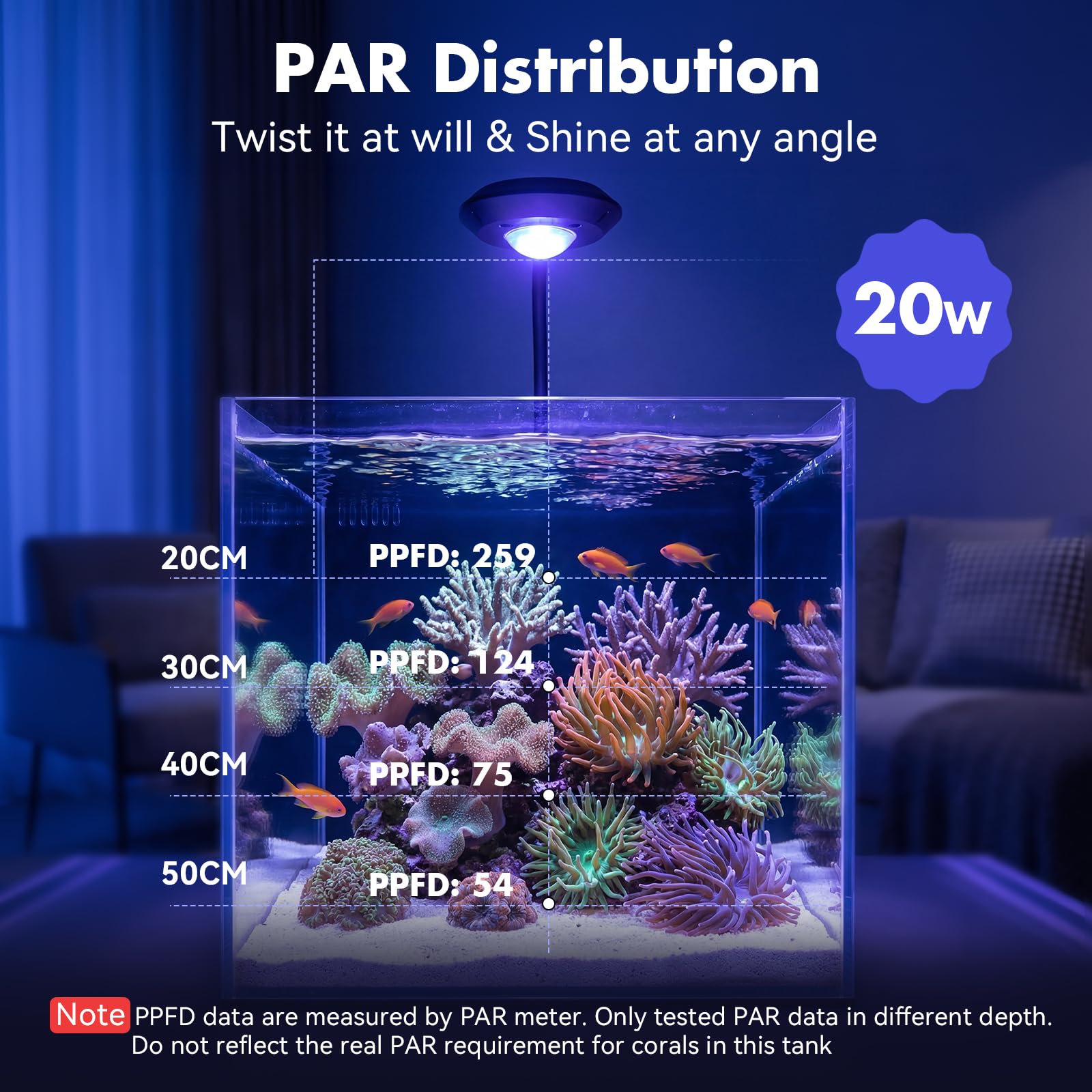 hygger Meerwasser Aquarium Beleuchtung, Clip On Meerwasser Led Beleuchtung 20W, 4 Modi, 3 Timer, um 360° verstellbarem Schwanenhals, Vollspektrum-Aquarienleuchte für Reef Coral SPS/LPS Fischaquarium