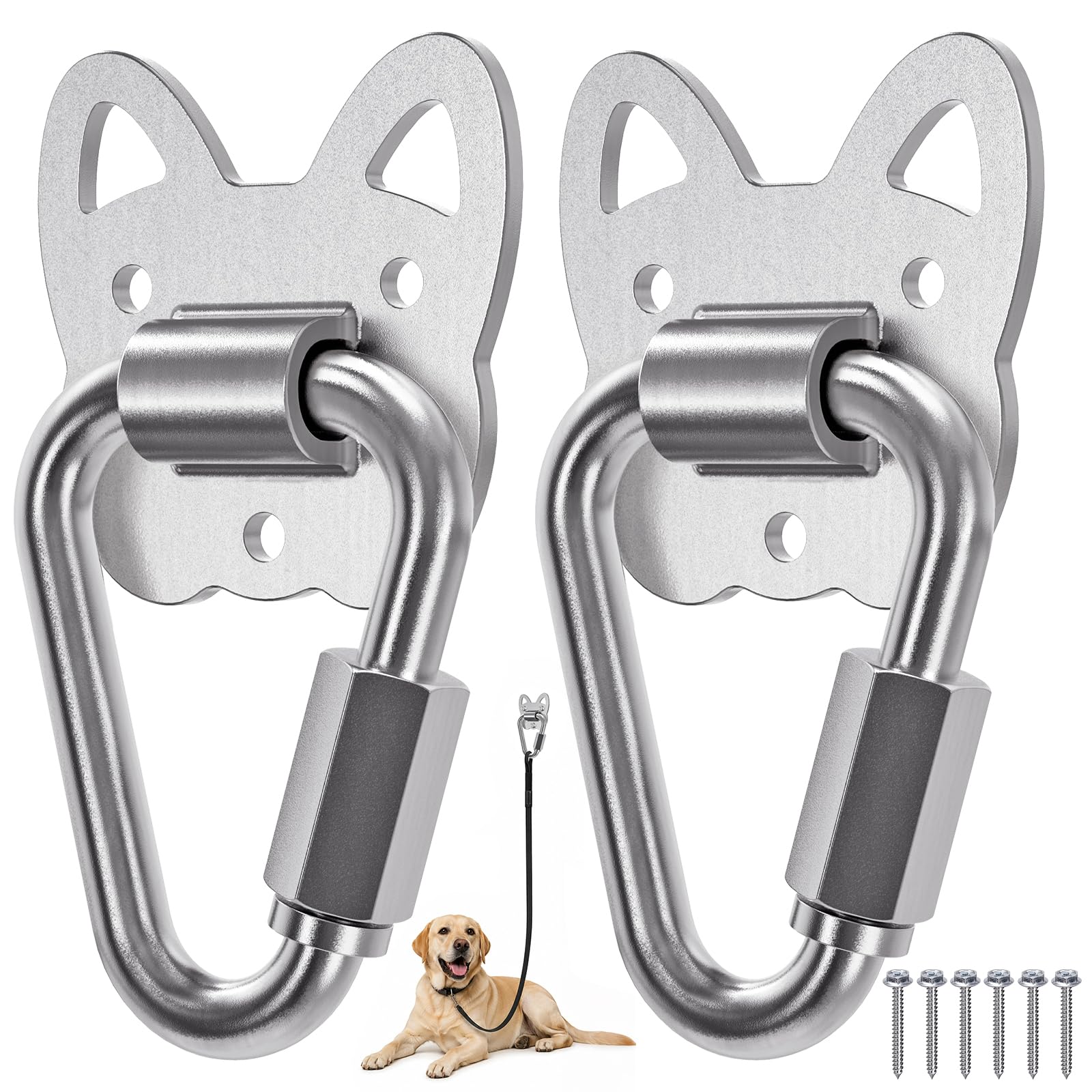 BeneLabel Dog Leash Wall Hook 2 Pet Lead Holder Carabiner Hanger/Dog Head