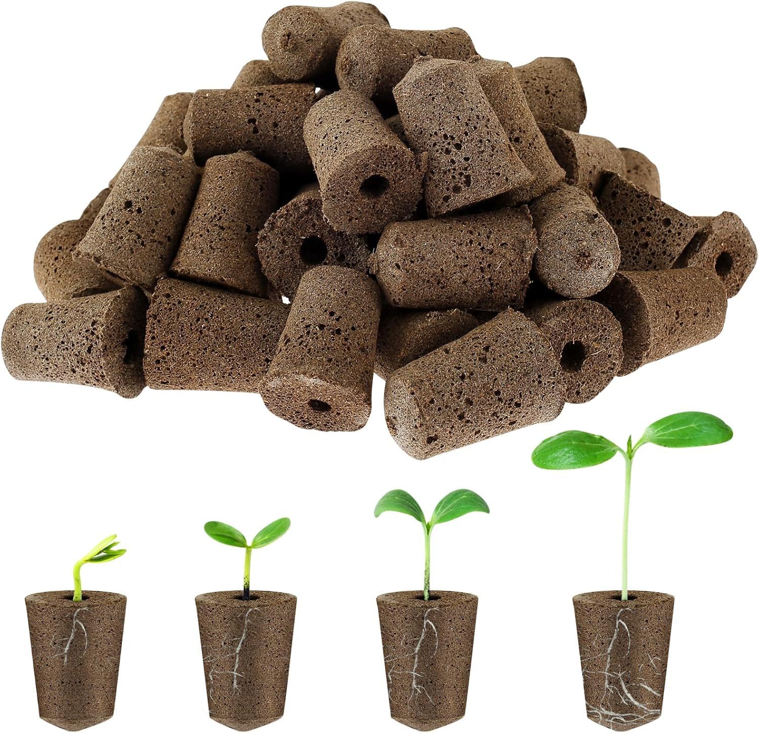 NIHUIFDPY 50 Pack Grow Sponges, Premium Natural Peat Seed Starter Pods for Hydroponic Indoor Garden Systems, Replacement Root Growth Sponges for Seed Starting, Herbs & Vegetables-image-15