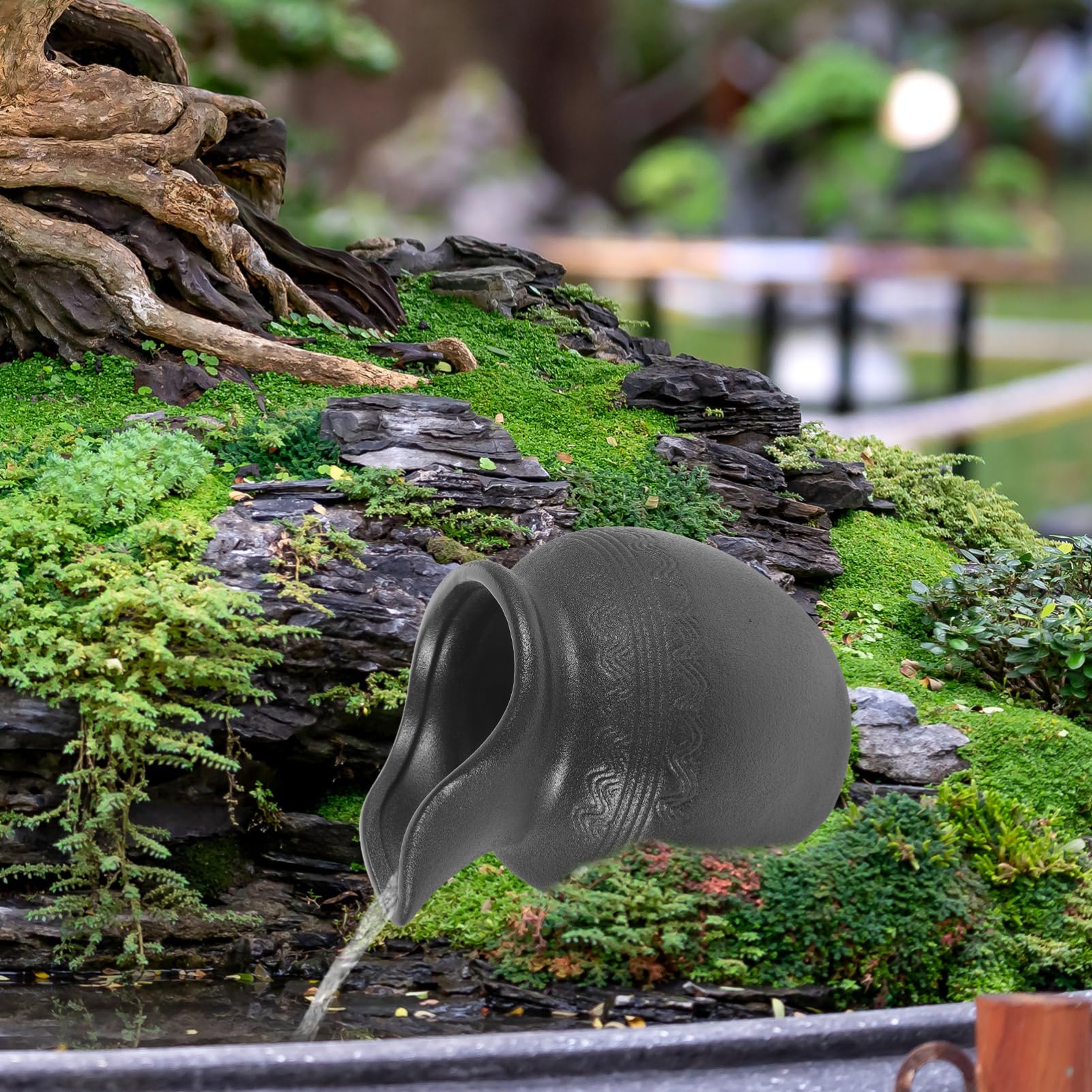 Gatuida Vaso Fontana da Giardino Decorativa in Ceramica Nera Fontane da Giardino Solari Sistema di Circolazione Efficiente per Outdoor