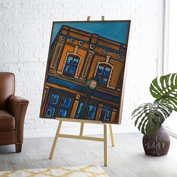 Studio Designs Museum Display Easel Adjustable Solid Wood Stand for Painting, Sketching, Wedding & Event Signs, Posters, Photography, Home Decor Foldable, Lightweight, 6063 Natural Wood