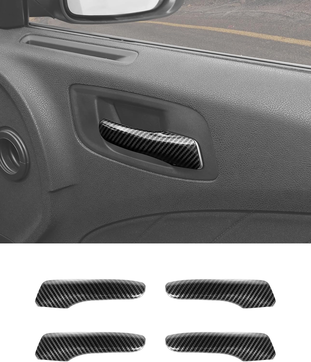 4pcs Interior Door Handle Cover Trim for Dodge Charger/300C 2011-2024,Handle Cover Decor ABS Carbon Fiber