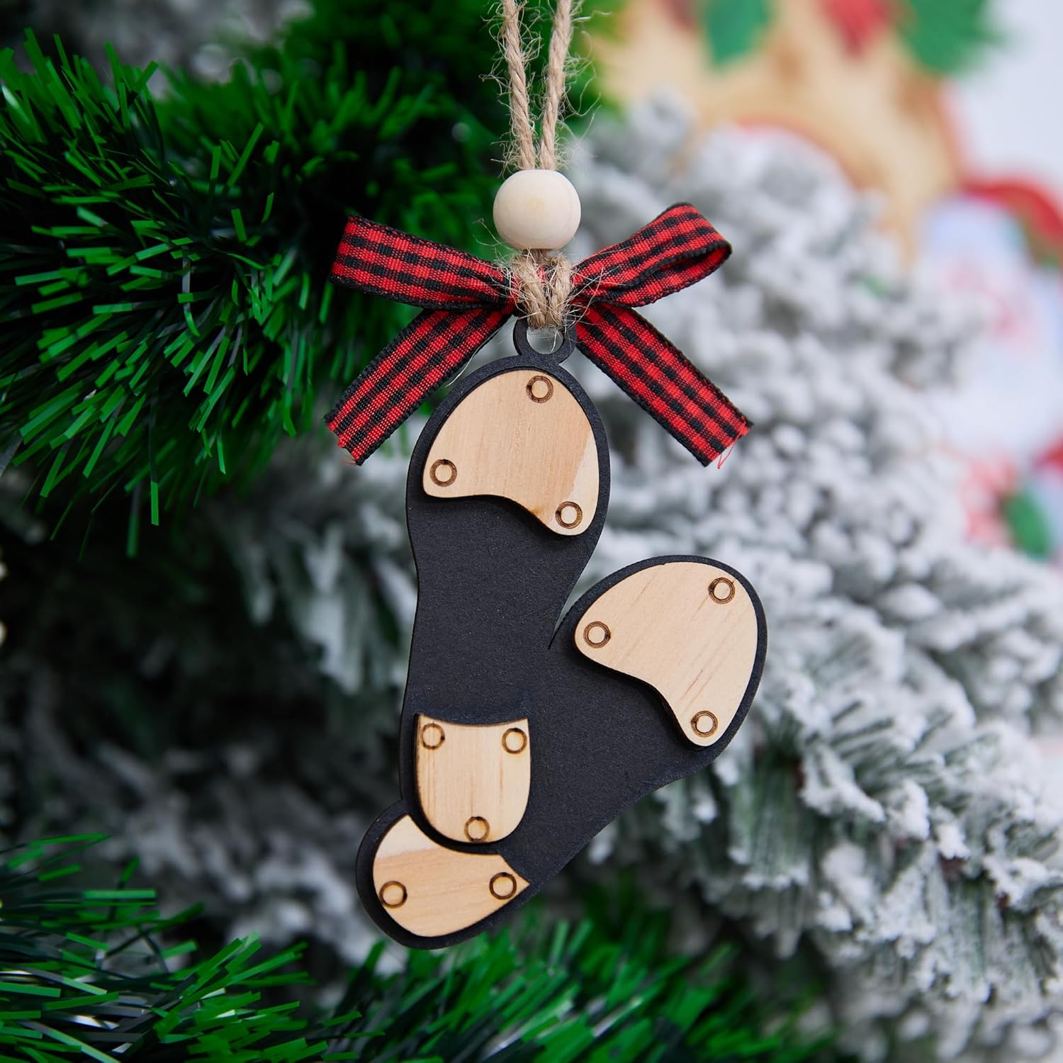 Tap Dancer Christmas Ornament 4 Inch – Layered Wooden Tap Shoe with Metal Plates Decoration Gift for Tap Dance Student Teacher Studio Owner Recital Keepsake