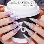 MIZHSE Holographic Nail Polish Air Dry Fast Glitter Effect,15ml High Glossy | Shiny Nail Pigment Oil-based Laser Iridescent Nail Polish Chrome Halo Nail Art Salon Manicure Home, Light Purple