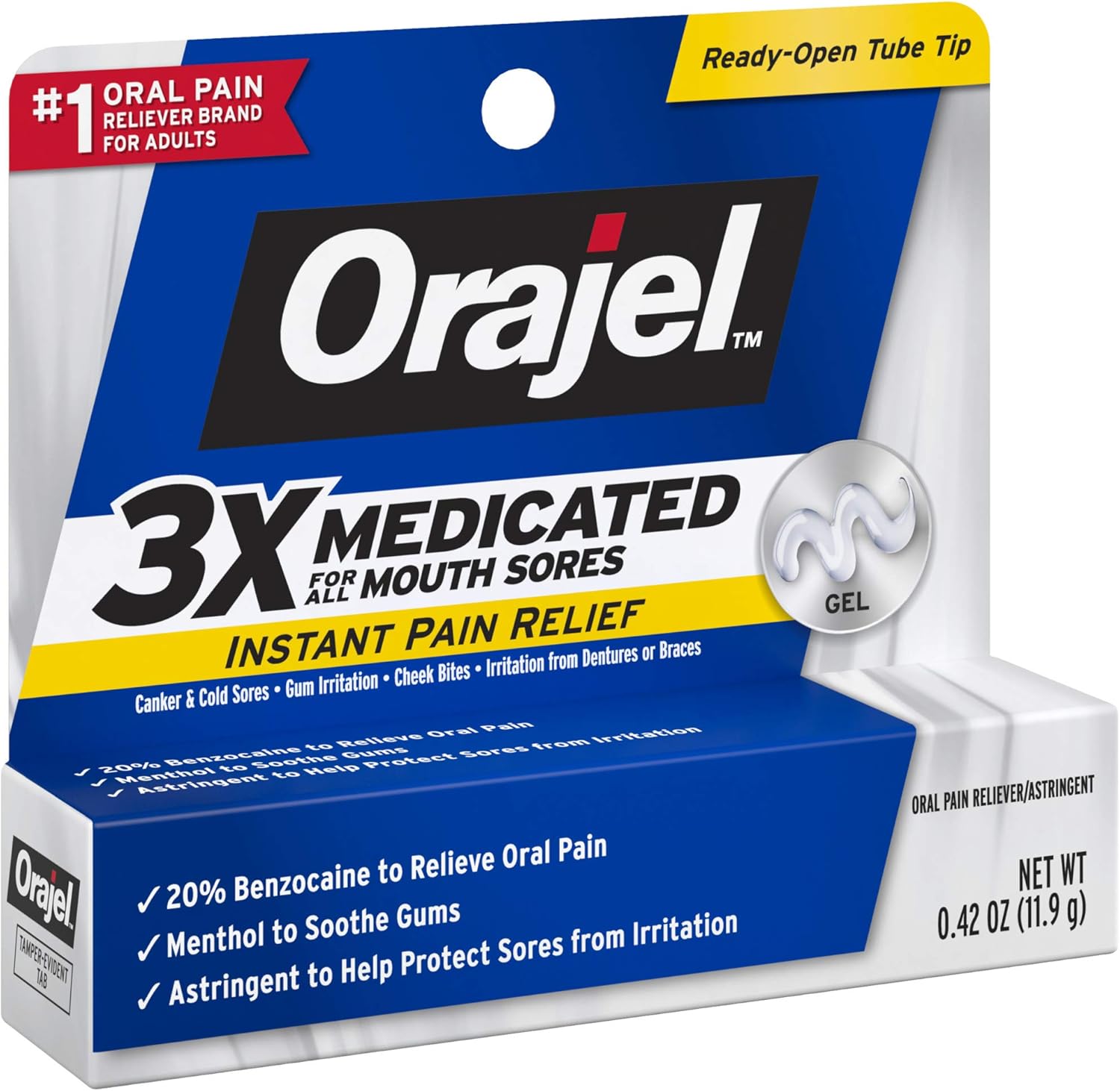 Orajel 3X for Mouth Sores Maximum Strength Gel Tube, 0.42 Ounce : Everything Else