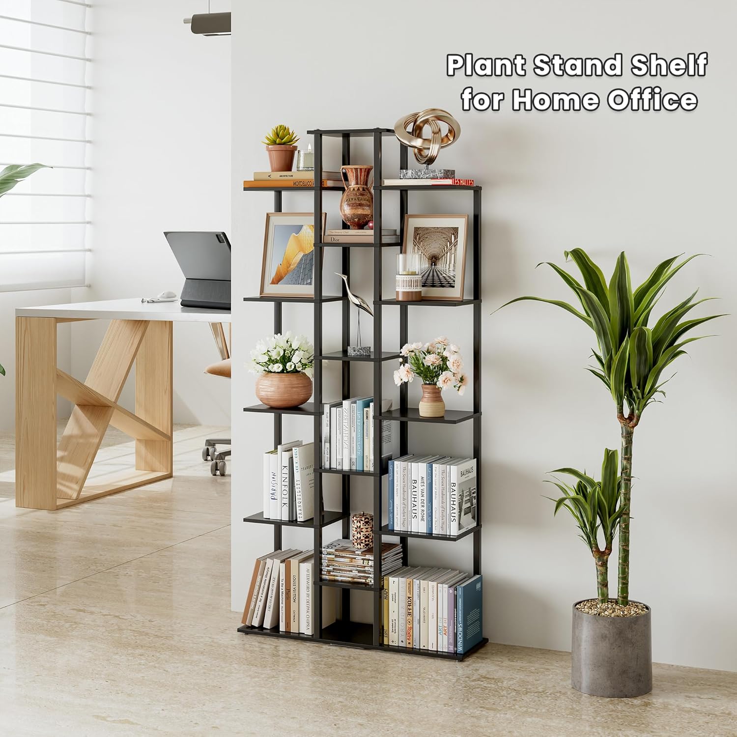 DGSANDGO 5-Tier Small Space Bookshelf,Sturdy Compact Bookcase for Study Room/Bedroom,Easy Assembly Wooden Storage Shelf（7.8” D,Black）