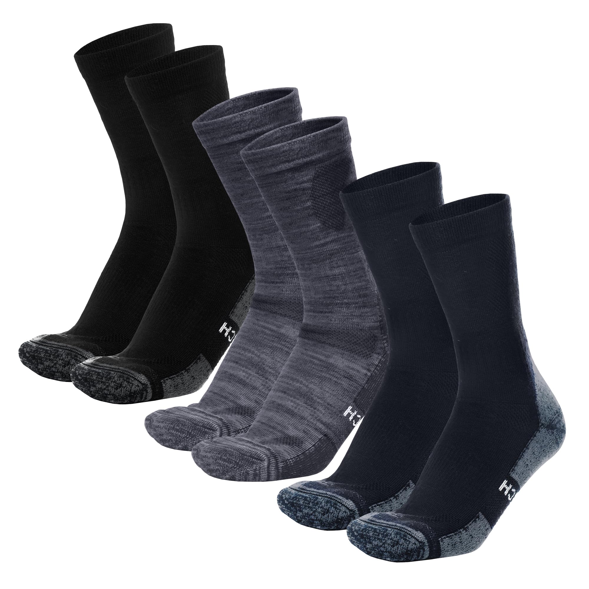 Merino tech Merino Wool Socks for Women And Men - Merino Wool Hiking Socks Crew Style 9-12 Multicolor