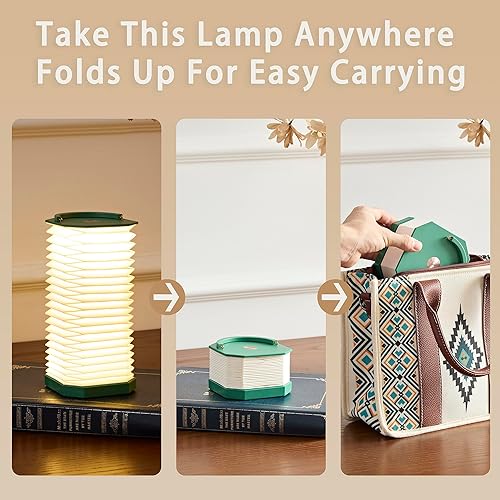 Miniatura 3 de Lámpara de papel para regalos de inauguración de la casa, lámpara de noche pequeña plegable inalámbrica portátil, lámpara de escritorio de acordeón