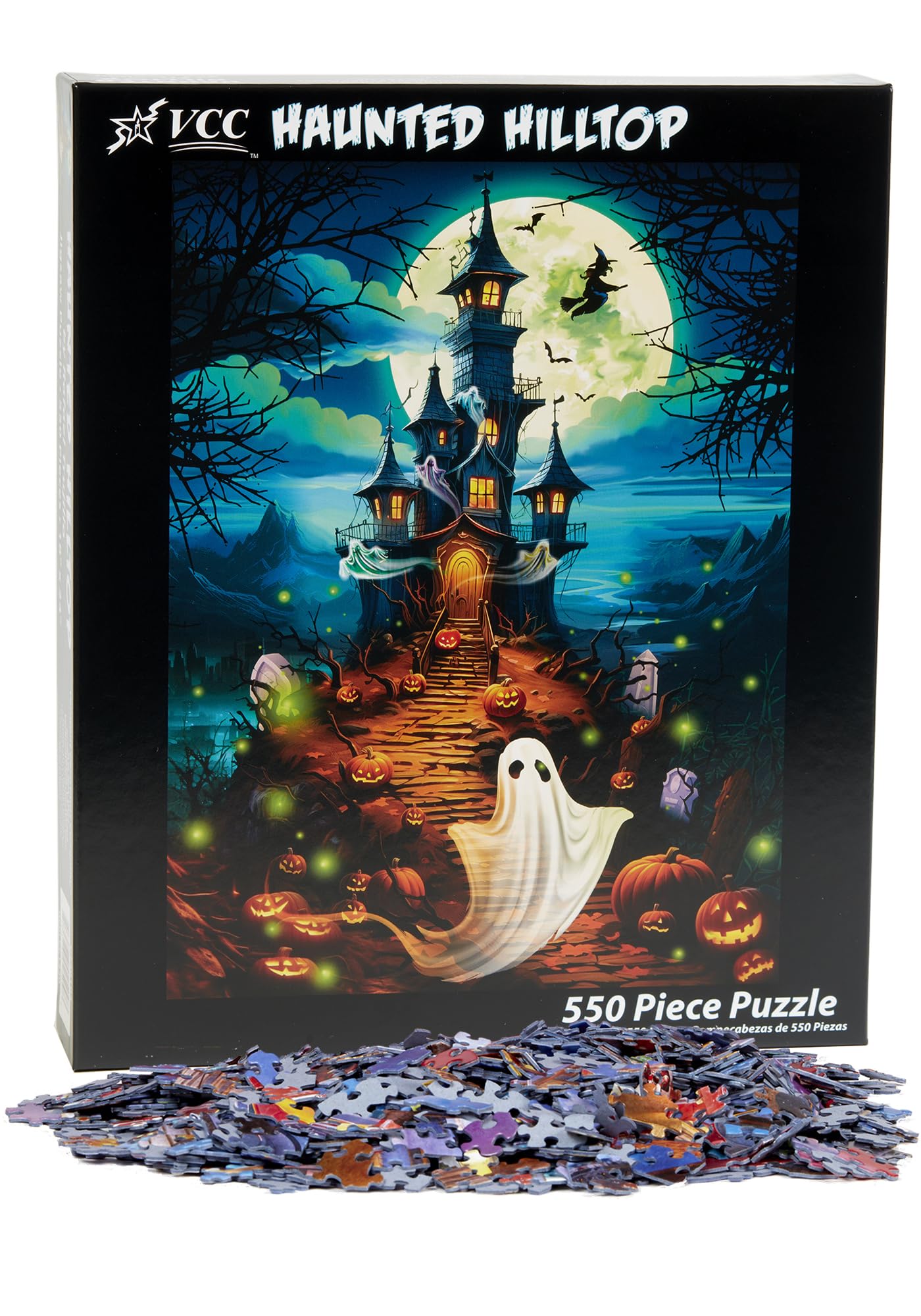 Haunted Hilltop Halloween Jigsaw Puzzle 550 Piece by Vermont Christmas Company - 24" x 18" - Large, Randomly Shaped Pieces - Image 4