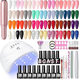 COSCELIA 40 peças Kit unhas semipermanentes completo com lâmpada UV torno para unhas, 35 cores vernizes semipermanentes vermelho preto branco 5 unidades base e top coat kit manicure com ferramentas