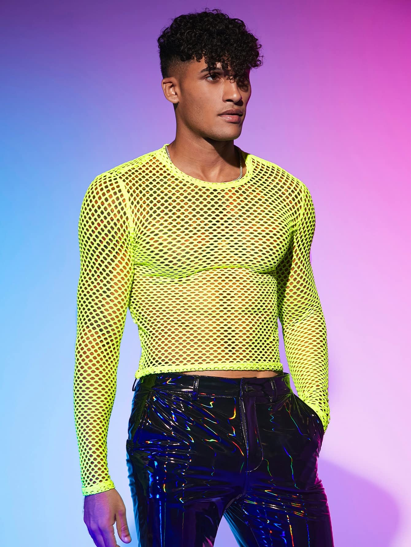 neon mesh long sleeve top