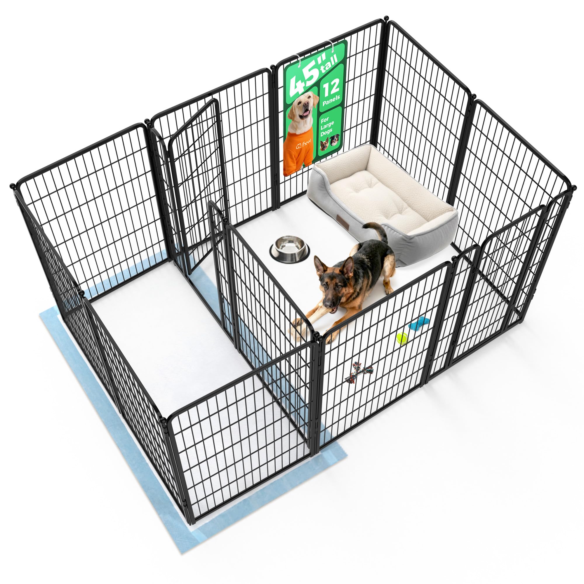 FXW Homeplus Indoor Dog Playpen with Divider Connectors, 45" H, 12 Panels