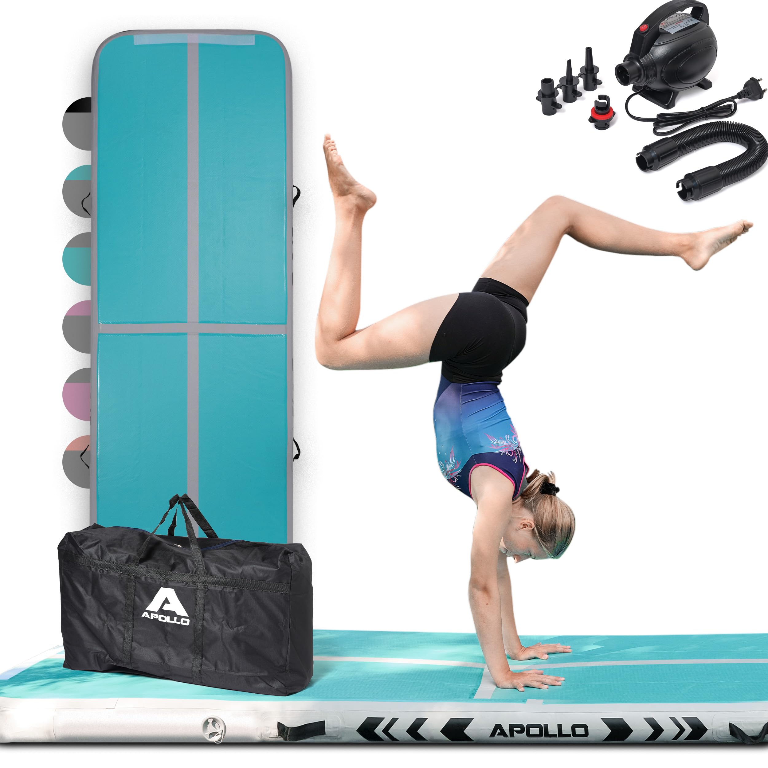 Apollo Air Mat Pro - Air Track Turnmatte für Erwachsene, auch als Gymnastikmatte für Kinder nutzbar, erhältlich in 3m und 4m Länge, aufblasbare Air Matte für zuhause, Outdoor Air Tumbling Matte