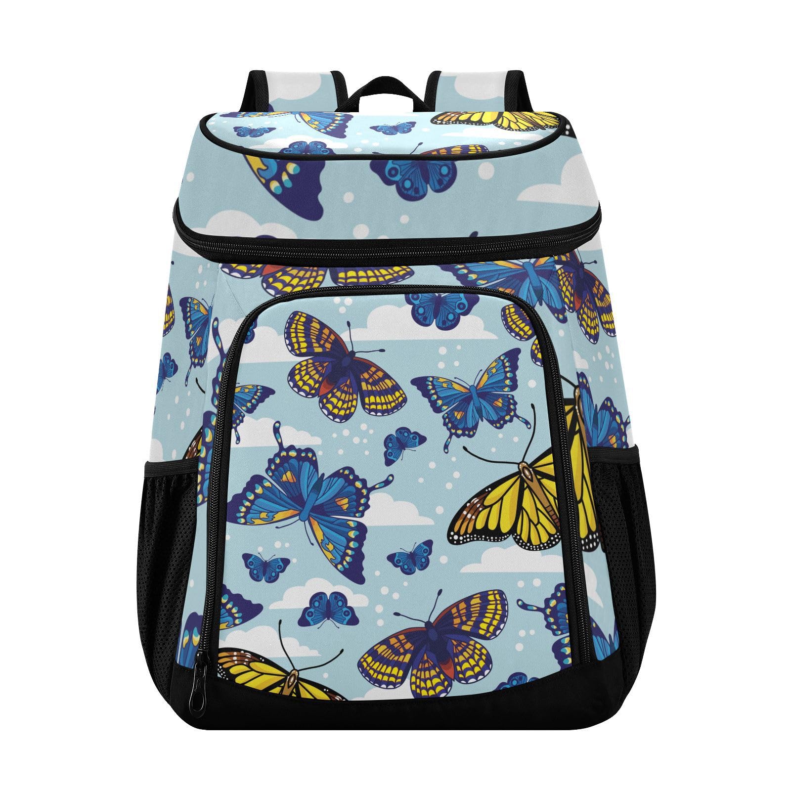 Blue Butterfly Cooler Backpack Cooler Insulated Leak Proof Lunch Backpack 36 Cans Waterproof Soft for Men Women Picnic Hiking Camping Beach