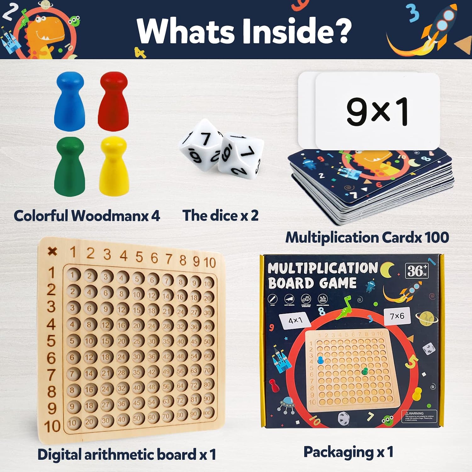 Buy Wooden Montessori Multiplication Board Game Educational Board Games ...