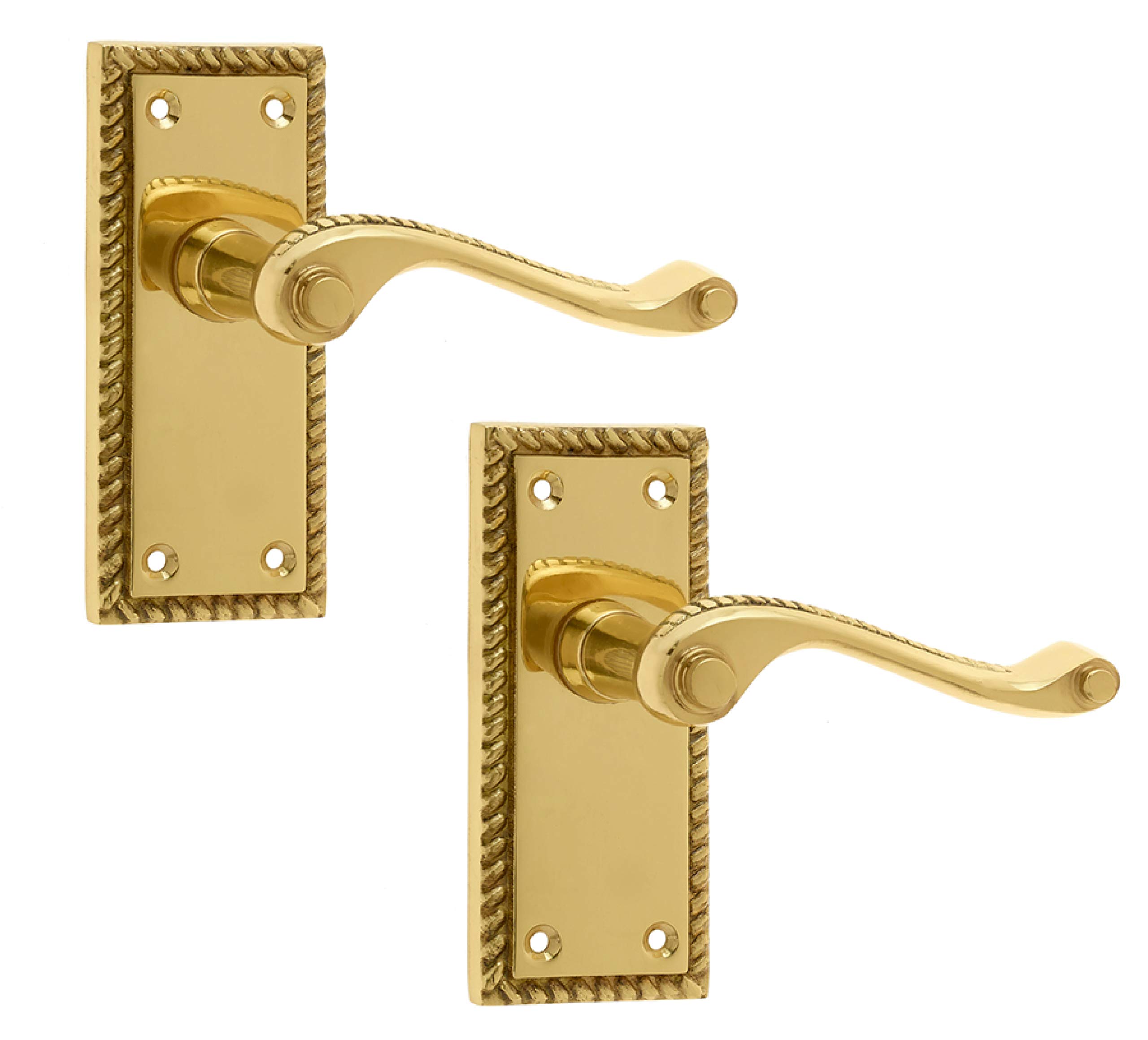 Frelan JG2 Georgian Brass Lever Latch Door Handles 112 x 48mm (2)