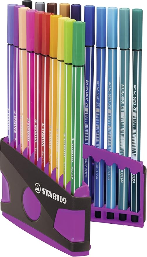 STABILO – Premium-Filzstift – Pen 68 ColorParade – 20er Tischset in anthrazit/pink