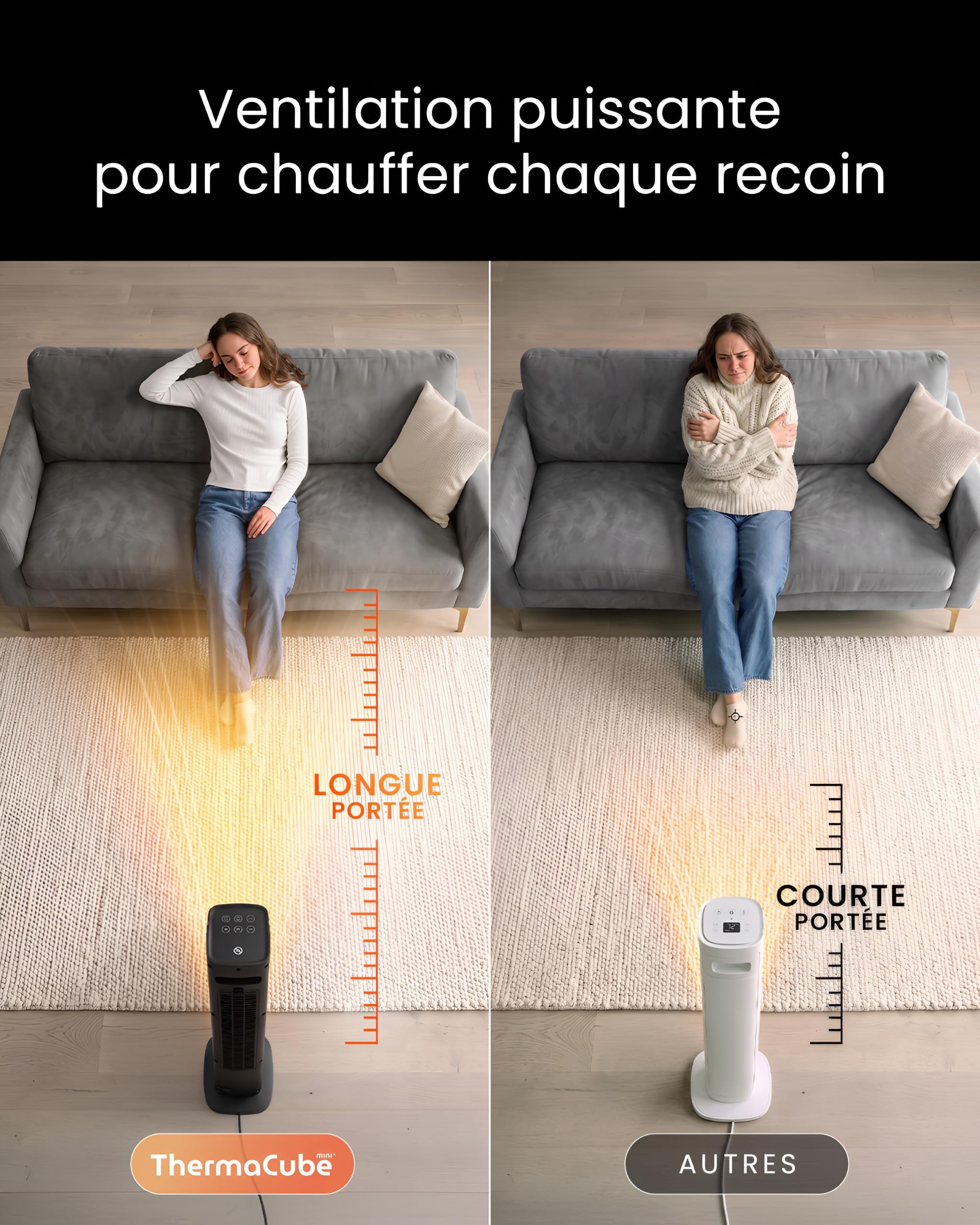 Pro Breeze ThermaCube Plus Chauffage d'Appoint 2200W Céramique Soufflant Oscillant - Radiateur Électrique Mobile avec Mode Ventilateur, Thermostat Éco, Télécommande et Écran Tactile pour Chambre