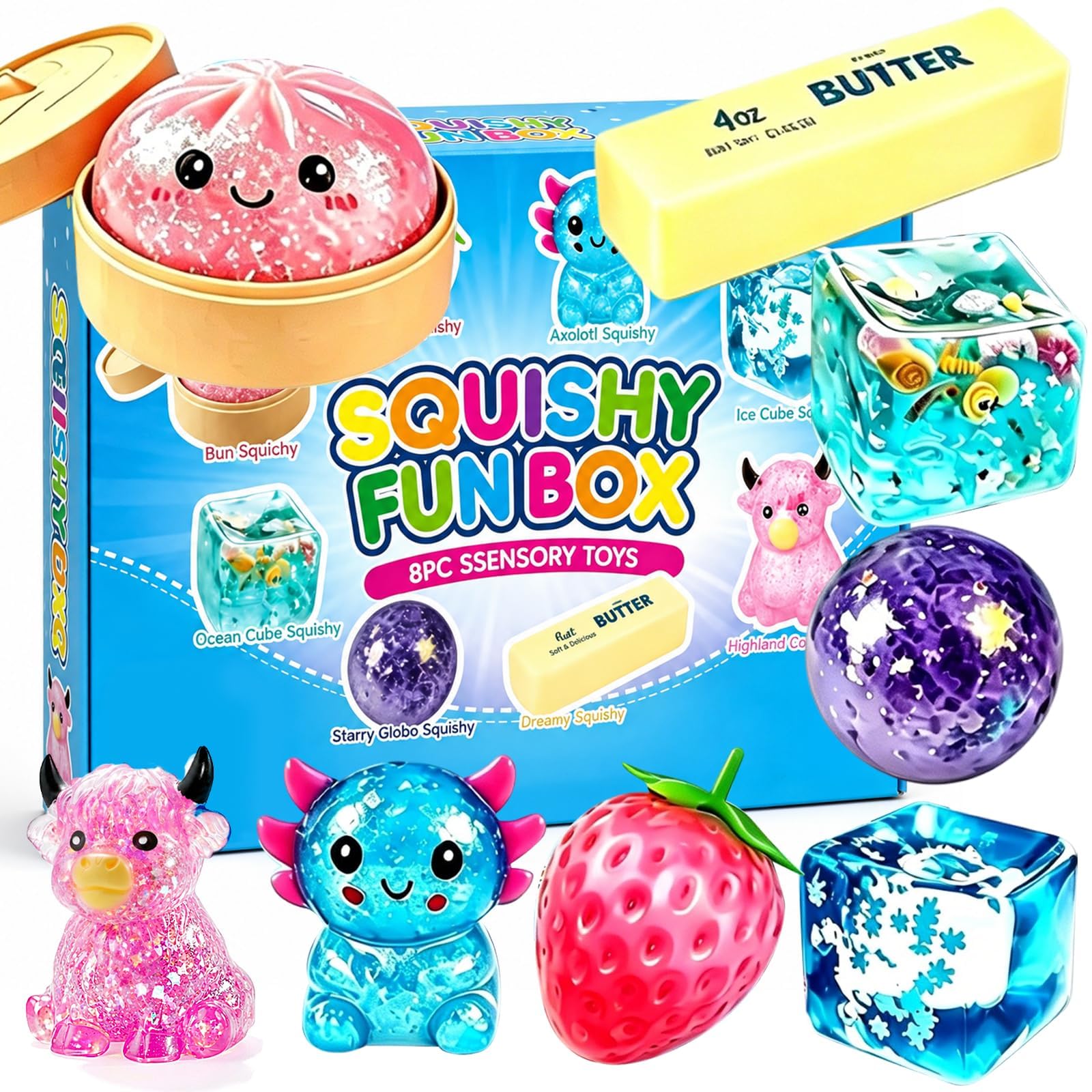 8-Piece Set Mystery Box, Blind Box Malt Sugar, Creative Slow-Return Squishy, Party Gift, 8 Stress Relief (tybe C)