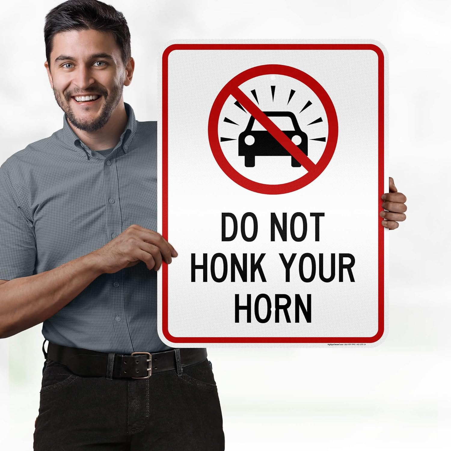 Do Not Honk Your Horn Sign, 18"x24" 0.80 Reflective Aluminum, Indoor/Outdoor Use, USA MADE By My Sign Center