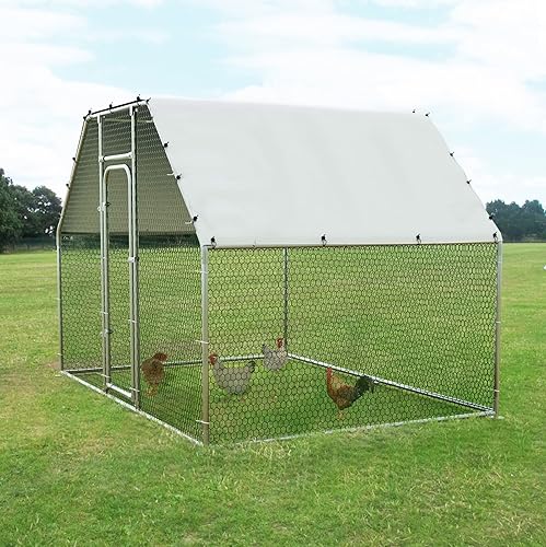 Miniatura 8 de LEMBERI Gallinero de metal grande jaula de alambre galvanizado para aves de corral jaulas de pato para conejos con cubierta impermeable y