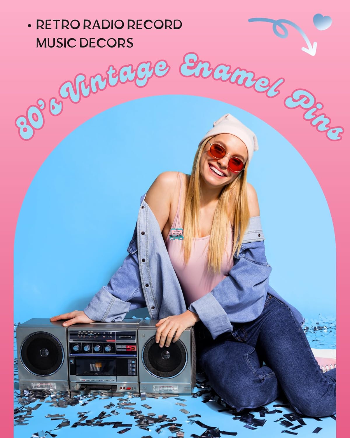 20pcs Creative Retro Pins Bulk with Storage Bag 80s Vintage Decorative Brooch Accessories Disco Music Enamel Pins for Backpack Hat Jackets Christmas Birthday Gifts for Women Back to 80s Disco Music Party Favors - Image 2