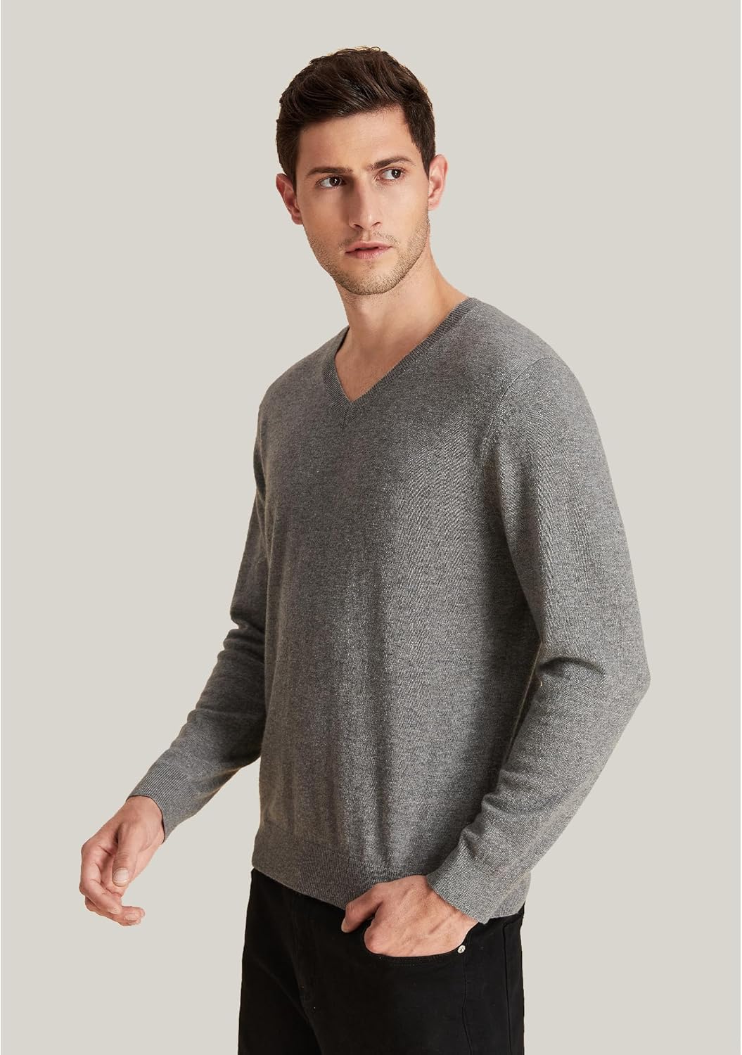 GreenMount Mens Cashmere Pullover Sweaters Casual V Neck Long Sleeve Pullover Keep 37.5 Warm Sweater for Men - Image 3