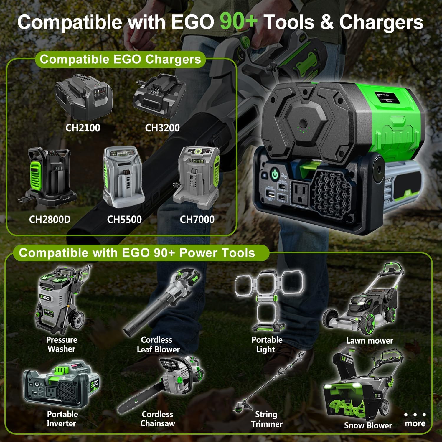 9.0Ah Ricambio per batteria EGO 56V 9000mAh compatibile con tutti gli strumenti Power 56V EGO Power+, batteria con indicatore del carburante aggiornato