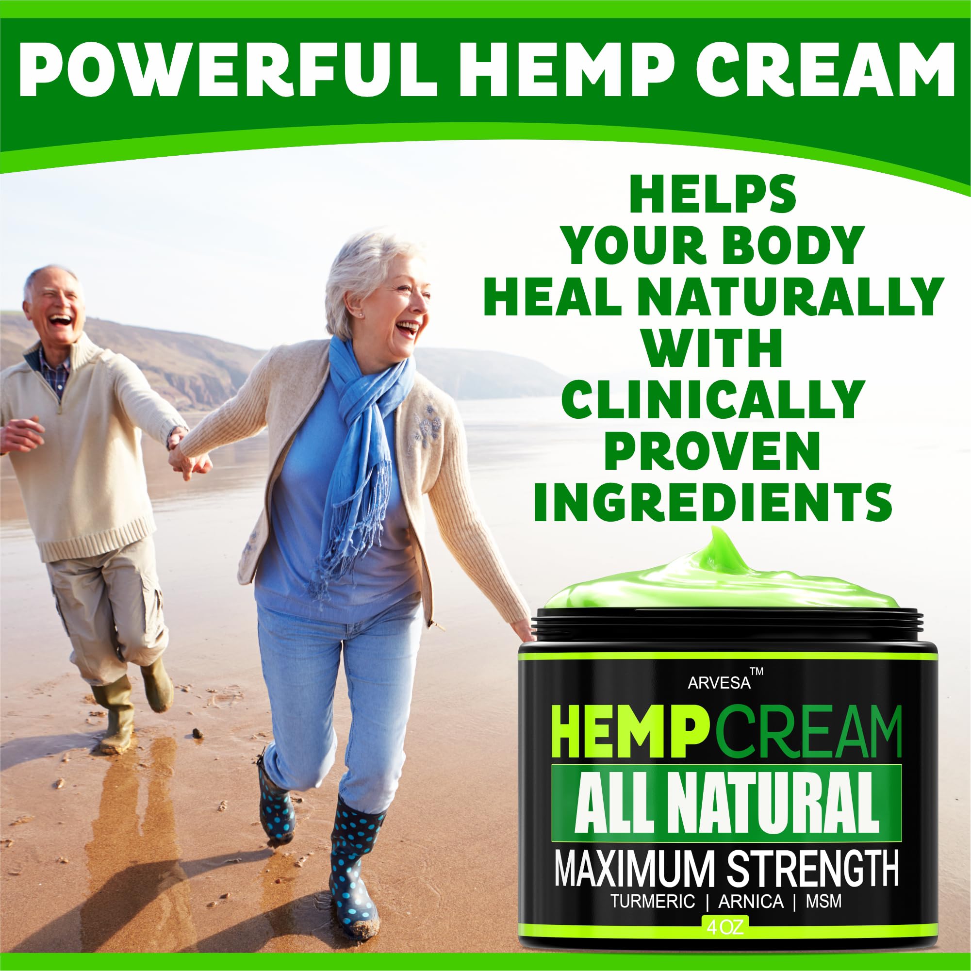 Natural Hemp Cream - Maximum Strength Gel w/Arnica, Boswellia - Non-Greasy — Amazon image 3