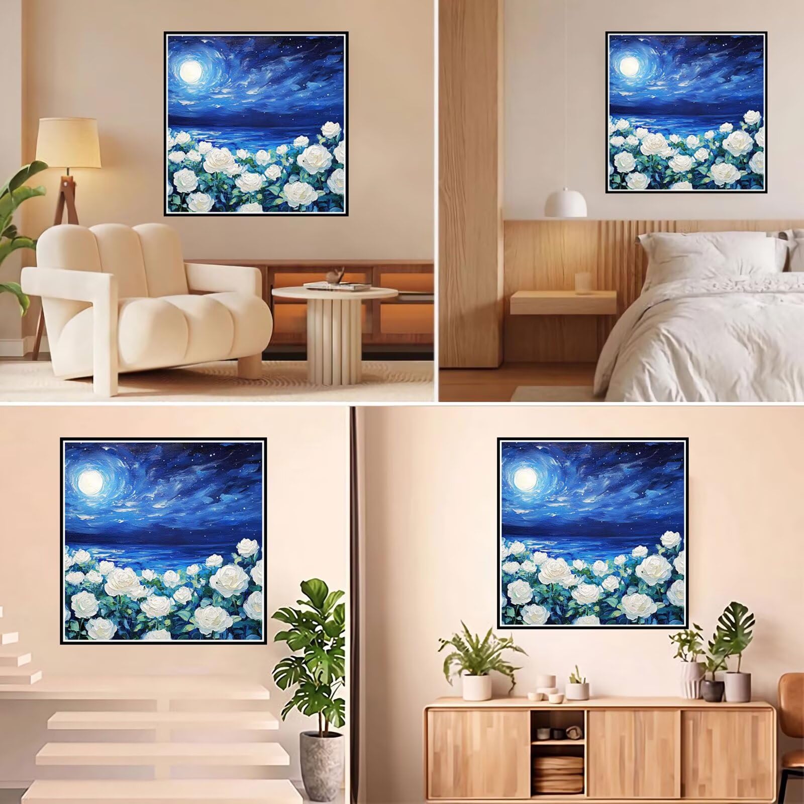 Xiaboor Broderie Diamant Kit Complet 5D, Roses Diamond Painting Adulte Plein Foret, Peinture Diamant pour Adulte Enfant Débutant, Loisirs Créatifs de Détente et Décoration Maison, Lune 90x90cm FX#944