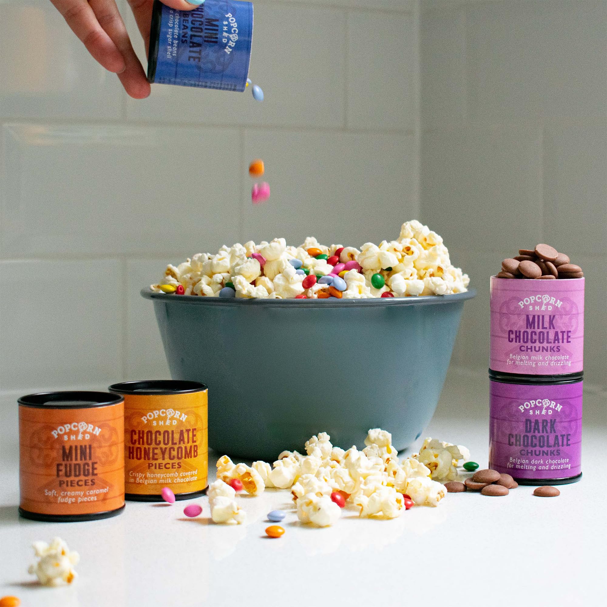 DIY Movie Night Popcorn Toppings Kit, Make Your Own Popcorn, Five Delicious Popcorn Toppings + 500g Popcorn Kernels, Fun for Kids, Adults and Date Night