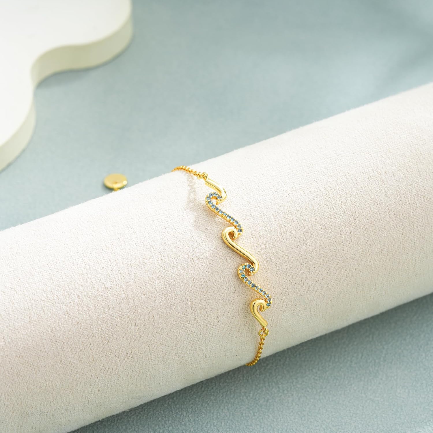 C-leen Birthday Gifts for Women, 14K Gold Plated Wave Bracelets Dainty Gold Bracelets Birthday Gifts for Mom Daughter Friend Bestie - Image 7