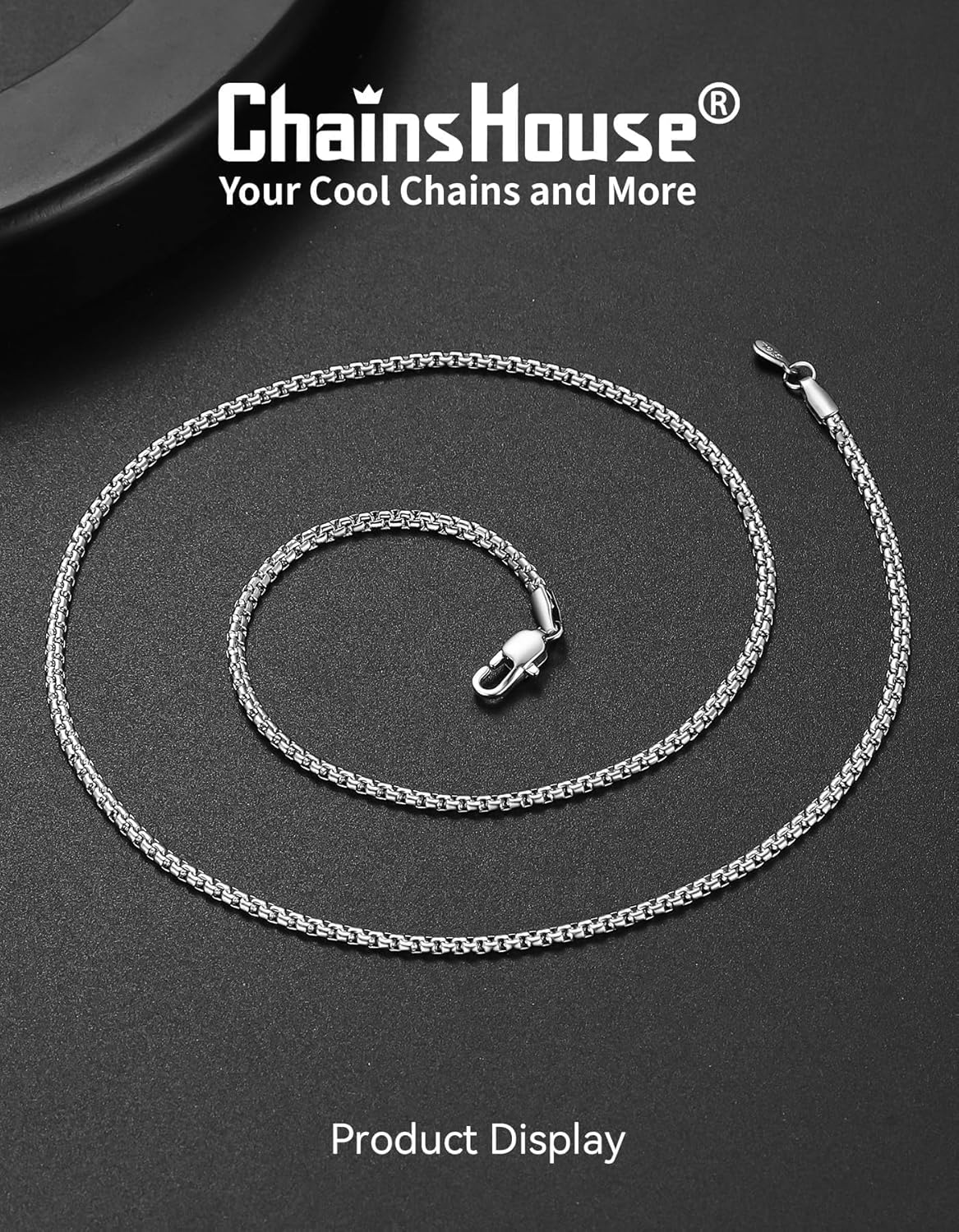 ChainsHouse Flat Box Chain Necklace Men, 2/4/6/8mm Round Link Chain Necklaces, Stainless Steel/Black/14K Gold Plated Mens Jewelry, 14"-30" Length, Come Gift Box - Image 4