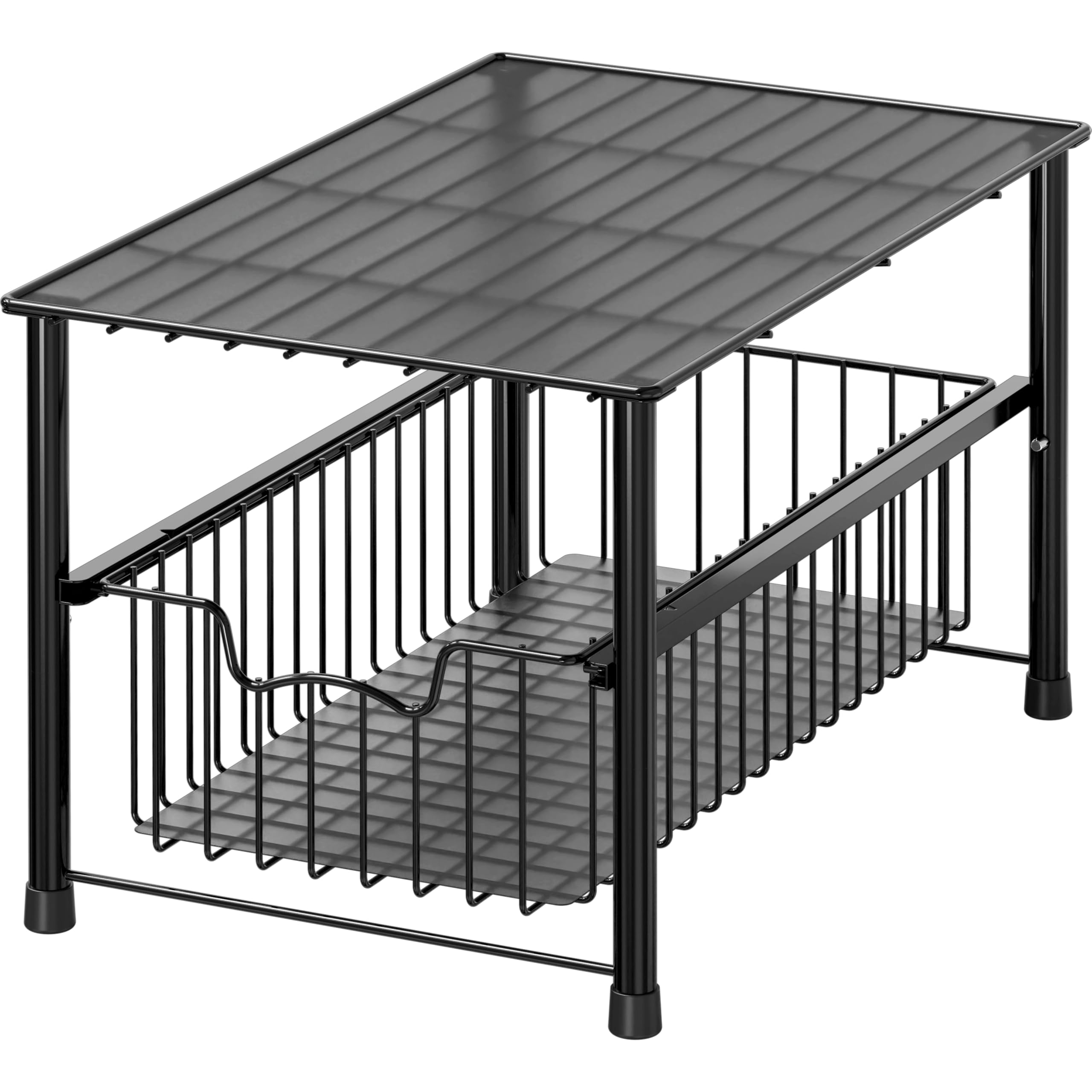Simple Houseware Stapelbarer Unterschrank mit Schiebekorb und Schublade, Schwarz