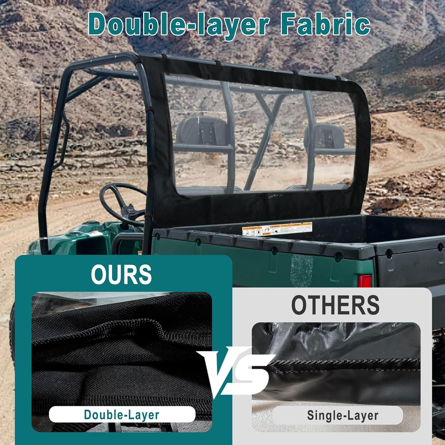 QYMOTO Polaris Ranger 500 Rear Windshield with Zipper Window,All-Weather Protection Soft Ranger 570 Full Size Rear Window Doors for Polaris Ranger 500 700 700 Crew Round Bar ROPS (2 Seaters & Crew)