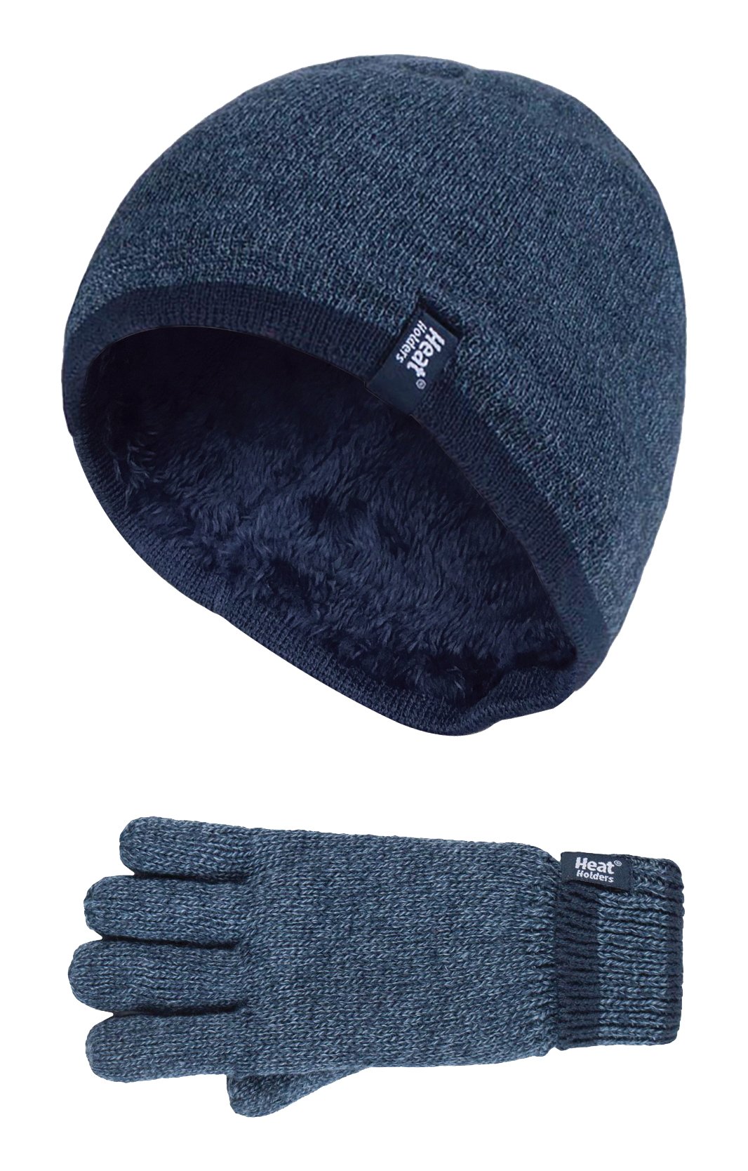 HEAT HOLDERS - Kids Boys Fleece Insulated Knit Winter Beanie Hat and Gloves Set (7-10 Years, DN2P8)