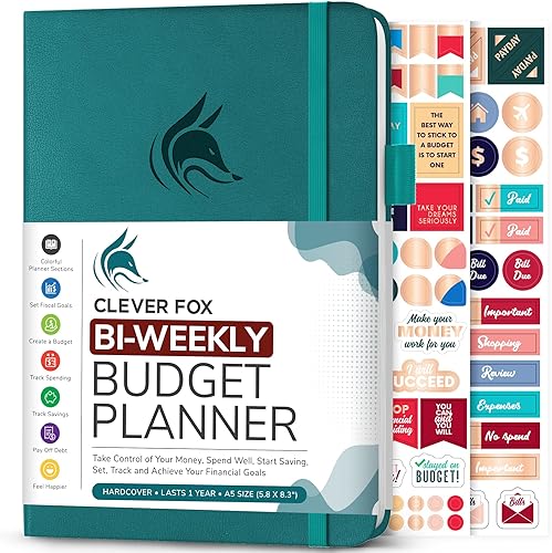 Clever Fox Agenda de presupuesto bi semanal  Libro organizador financiero sin fecha  Rastreador de gastos, presupuesto y cuaderno de facturas, A5