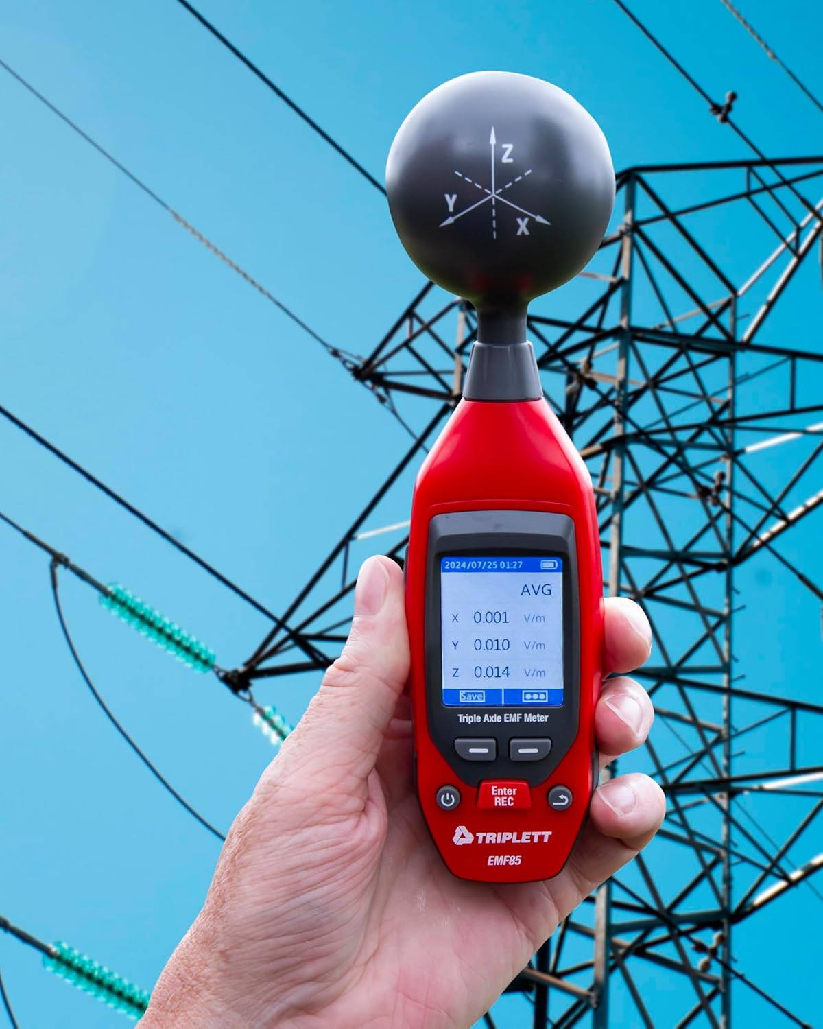 Triplett EMF85 Triple Axis EMF, RF, Wi-Fi Meter for High Frequency Radiation, 50MHZ - 8GHz